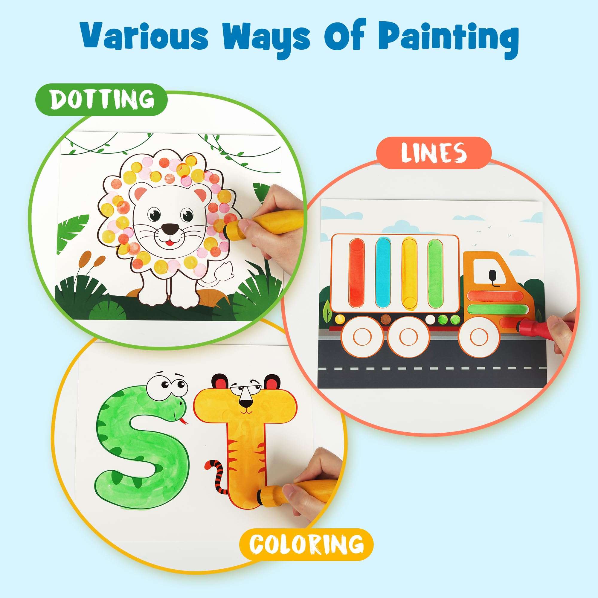 D-FantiX 800PCS Punny Teacher Sticker for Student & Washable Paint Dot Markers for Toddlers 6