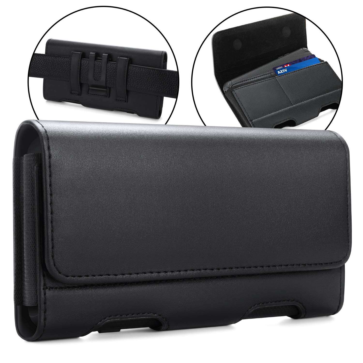 BECPLT for Samsung Galaxy S24+ S23+ S22+ 5G S23 FE 5G S21 FE 5G Holster Case, Galaxy S21+ 5G Leather Pouch Holster Case with Belt Clip Loops for Samsung Galaxy S20+ 5G S20 Plus S10 Plus S9 Plus -Black 1