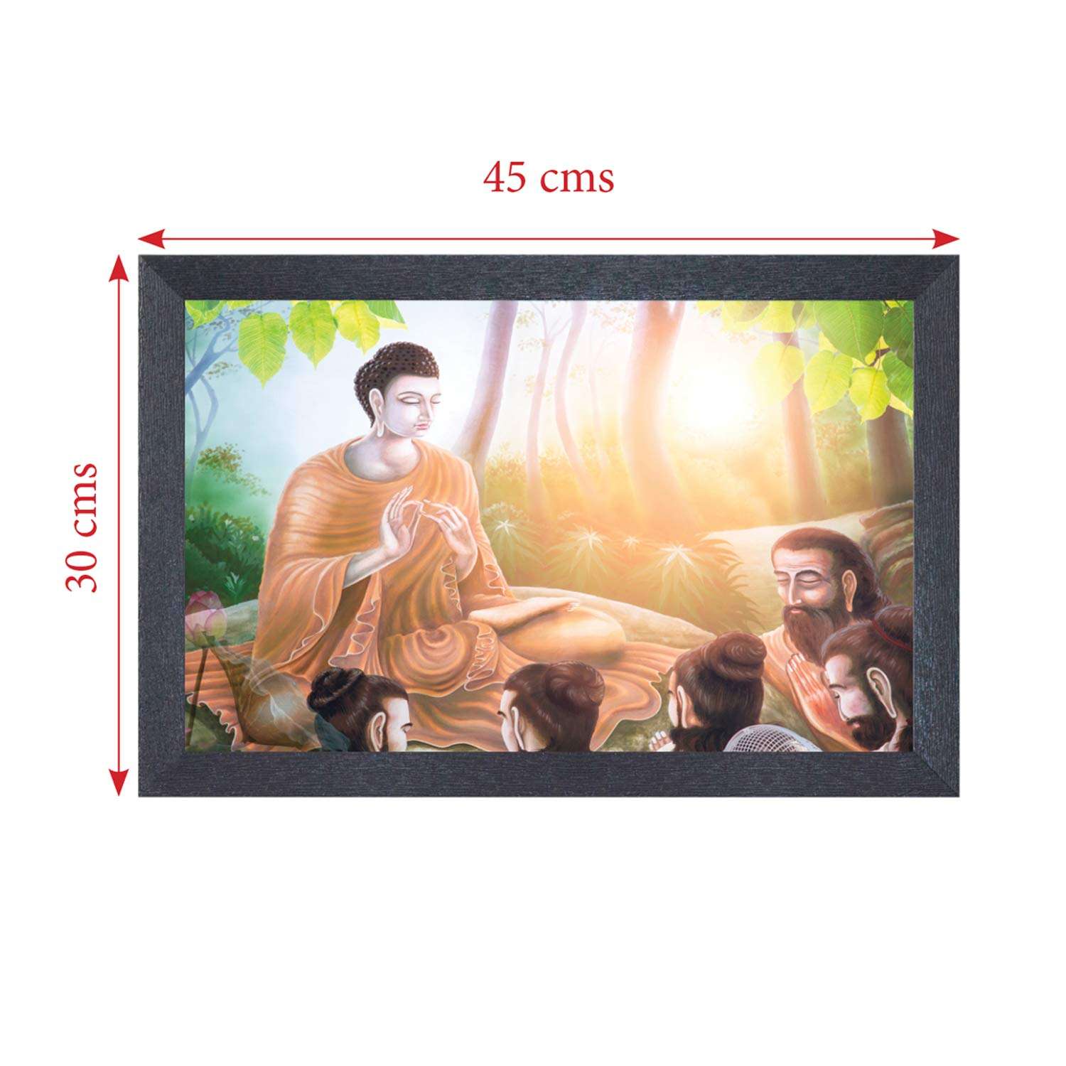 RANDOM (RP-2274 Abstract BUDDHA Sitting with Followers Framed Painting, 18 inch X 12 Inch 4