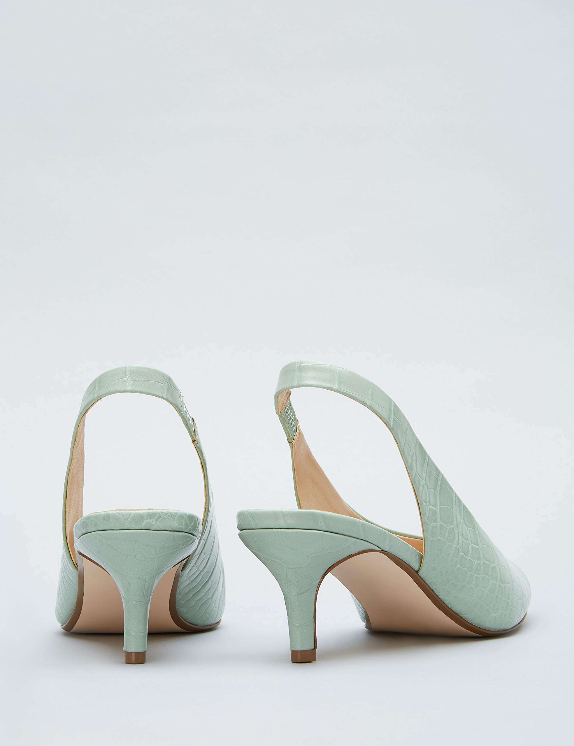 FIND Kitten Heel Sling Back, Women’s Mary Jane, Green (Jade Croc Jade Croc), 5 UK (38 EU) 3