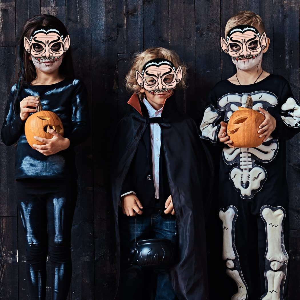 Festiko® Halloween Theme Eye Masks (42 Pcs), Halloween Theme Party Supplies, Return Gifts for Kids, Halloween Theme Party Items,Dracula Eye Masks for Kids 6