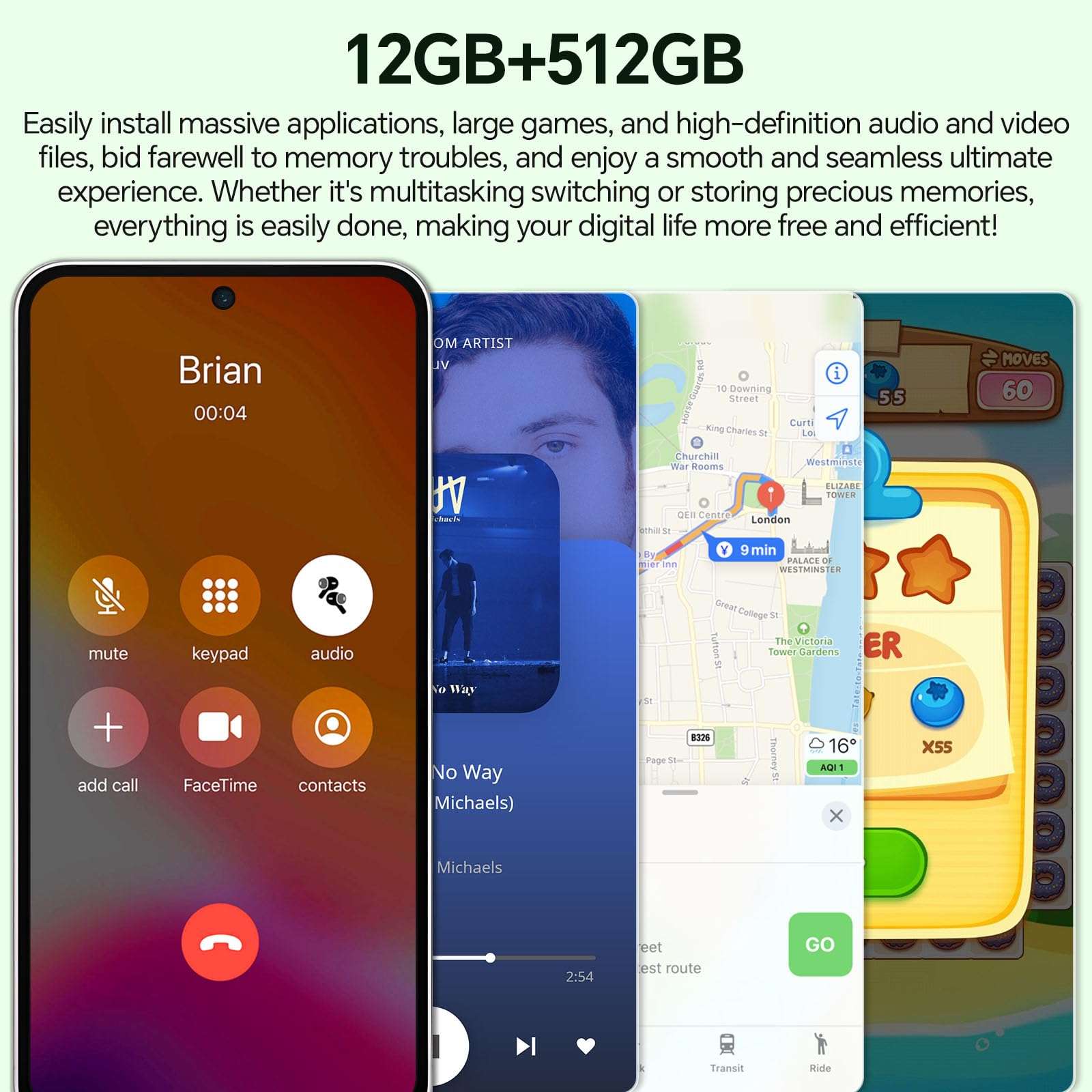 L55 Ultra Unlocked Phones with 5000mAh Battery,Android 14 Mobile Phone,Snapdragon 888 Smartphone Phone,12GB RAM+512GB ROM,48MP+108MP Camera, 3040 * 1440 HD 6.8'' Screen /5G/Dual SIM/GPS/WiFi,Pink 6