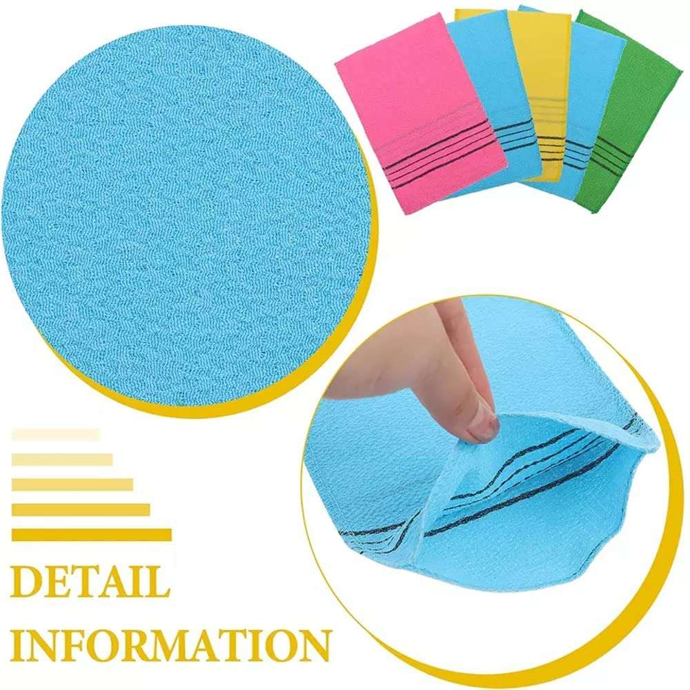 Magic Secret Korean Beauty Skin Exfoliating Bath Scrub Gloves 2Pcs - Bath Wash Towel Korean Exfoliating Towel Body Beauty Back Scrubber For Shower (Blue) 3