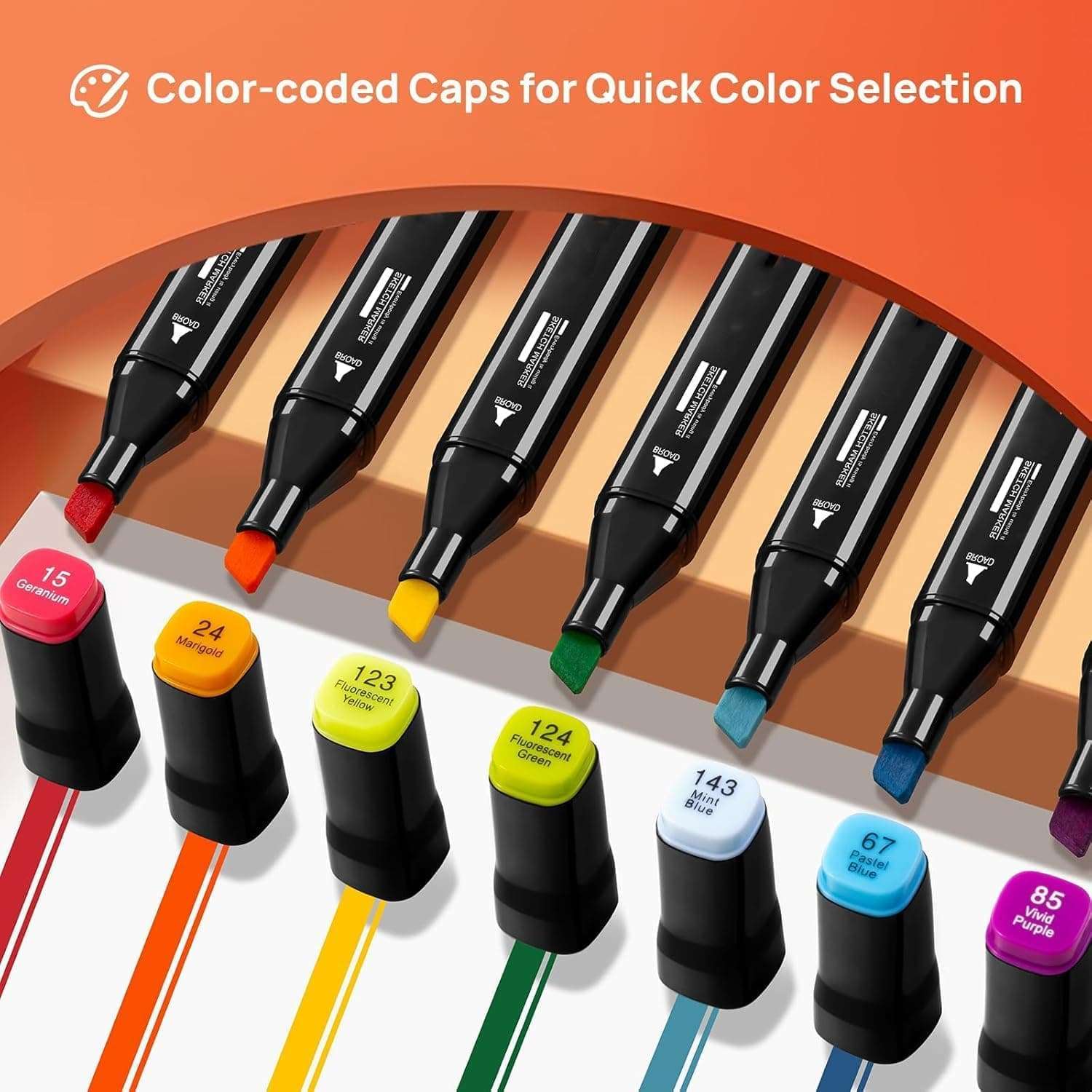 Dkriva® Dual Tip Brush Markers Set - 48 Colorful Sketch Pens for Drawing, Calligraphy & Painting with Carrying Case - Fine & Chisel Tips, Non-Toxic & Smooth Writing for Kids & Adults (80 PCS) 6