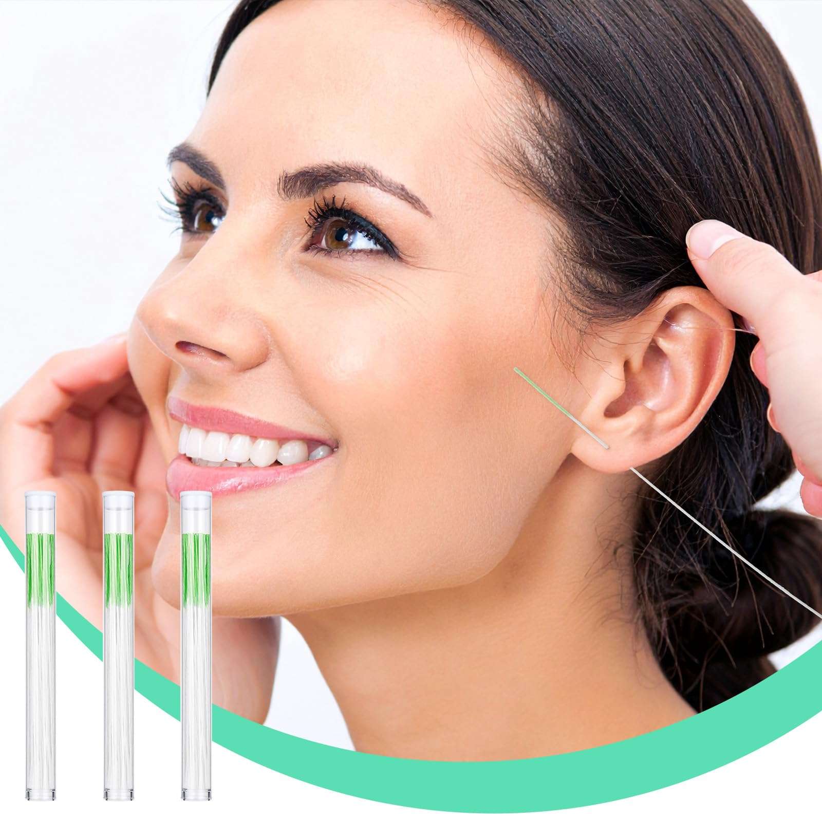 Ear Hole Cleaner, 180PCS Ear Piercing Cleaner Floss Earring Hole Cleaners Nose Ring Cleaners Pierced Floss Ears Piercing Care Cleaning Tool for Girl Women Men 6