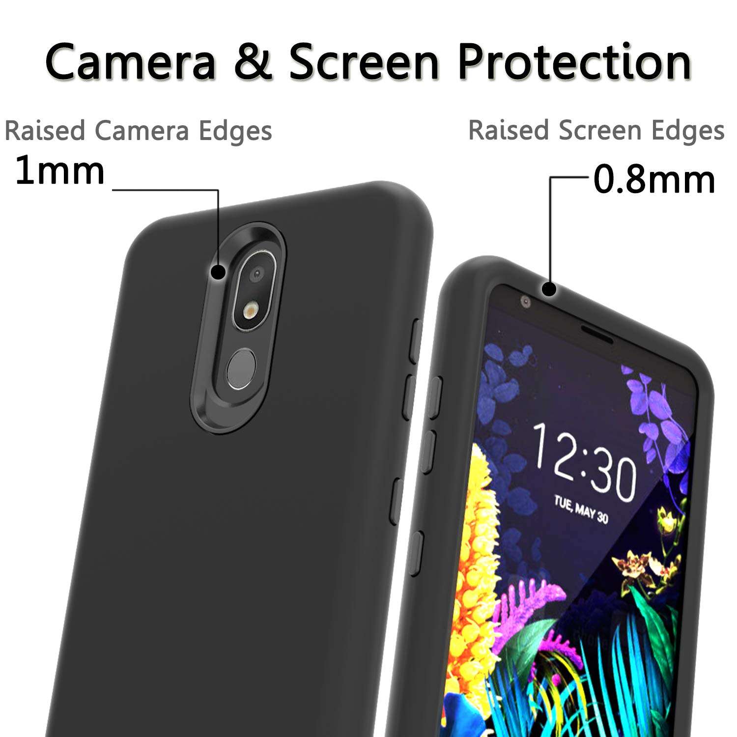 AMENQ Case for LG Journey LTE L322DL, Case for LG Aristo 4 Plus/Escape Plus LM-X320/Tribute Royal/K30 2019/Prime 2/Arena 2, Full Body TPU Bumper and PC Armor Protective Phone Cover (Black) 3