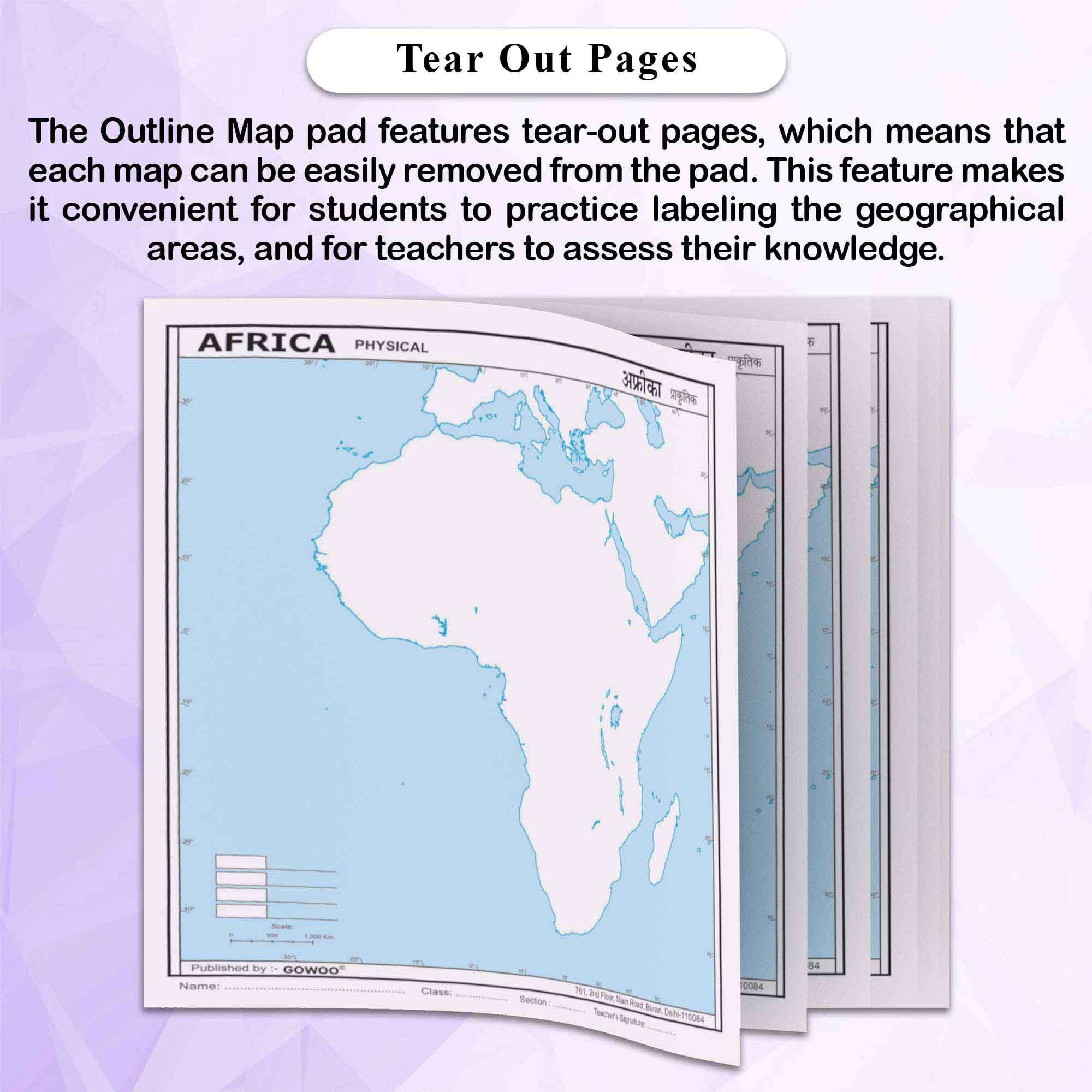 SMALL - 100 AFRICA POLITICAL OUTLINE MAP and SMALL - 100 AFRICA PHYSICAL OUTLINE MAP FOR SCHOOL | Combo of 2 6
