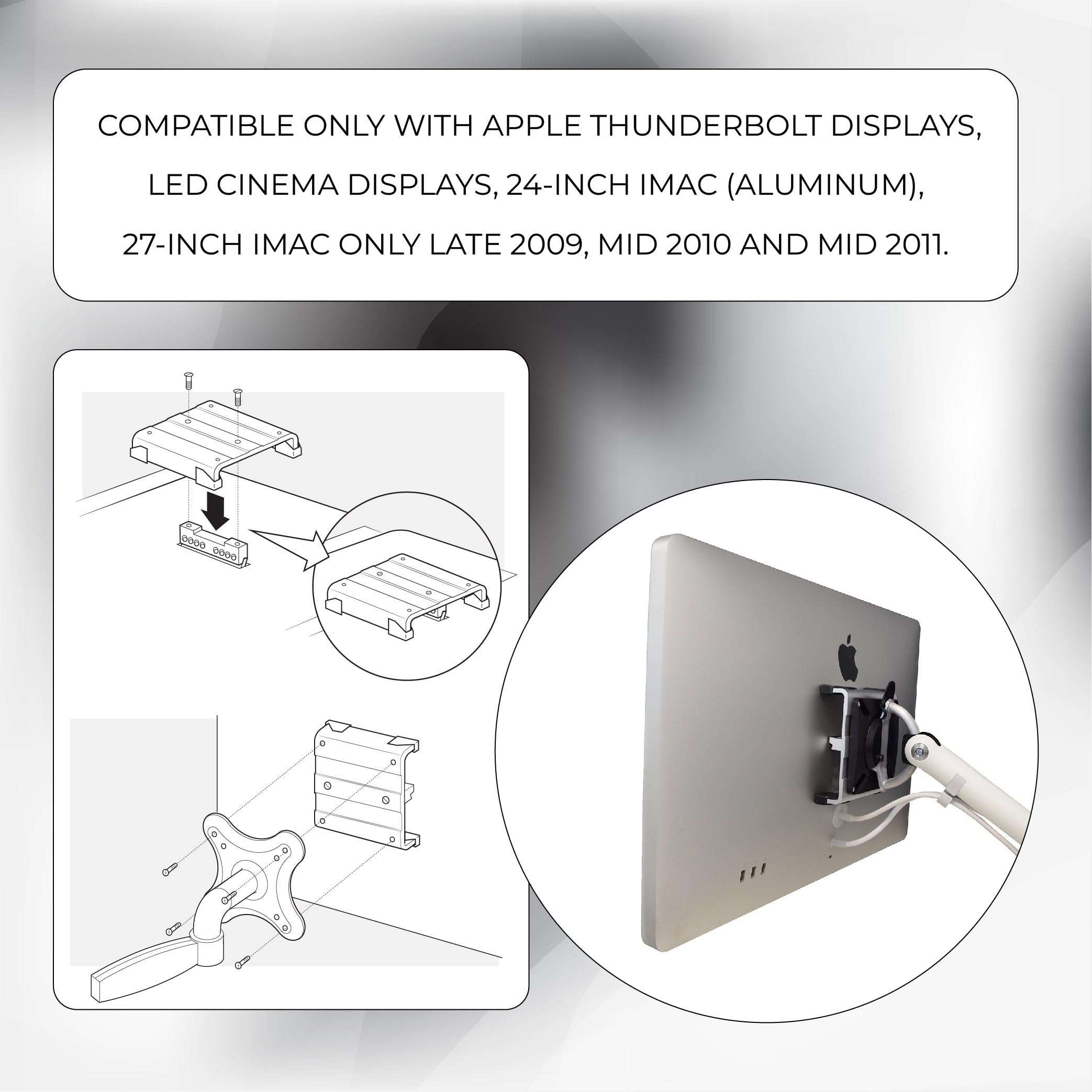 HumanCentric VESA Mount Adapter Compatible with iMac 24" (Aluminum), iMac 27" (2009, 2010, 2011), LED Cinema Display, Thunderbolt Displays, Replaces Bracket MD179ZM/A, Does Not Work with 2021 iMacs 2