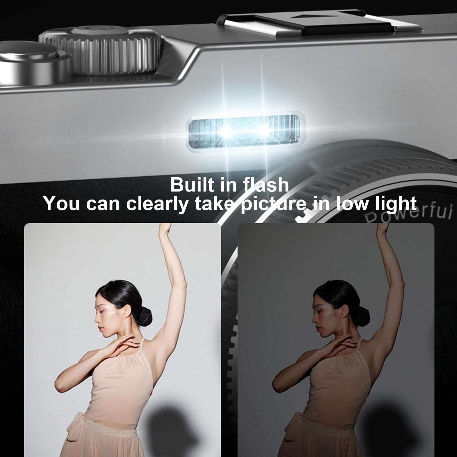 Asixxsix 4K 48MP Digital Camera, 2. Screen 16X Optical Zoom Anti Shake Retro Vlogging Camera with Flash Viewfinder Dial Compact Point and Shoot Cameras for Teens 6