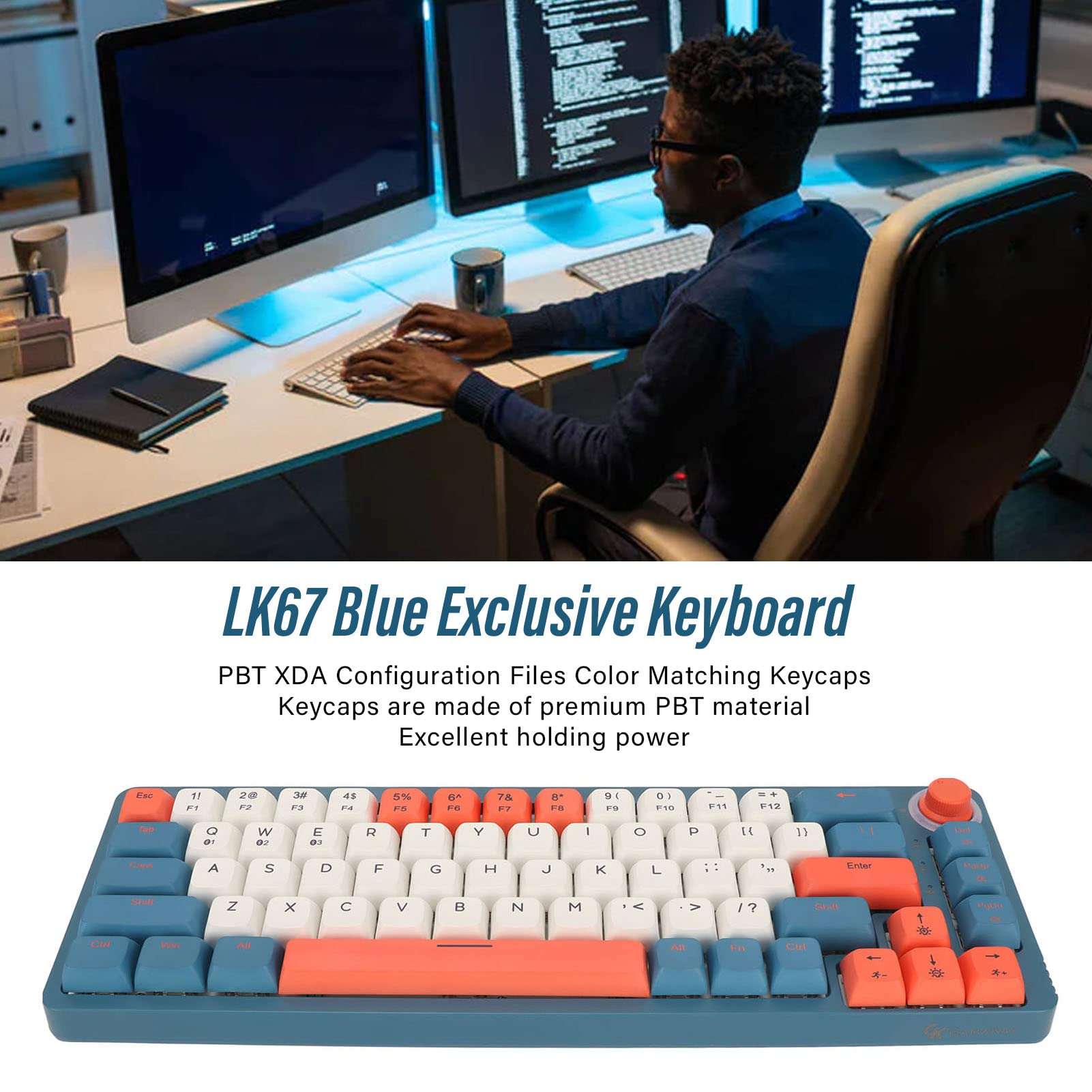 Zunate Mechanical Gaming Keyboard, Compact 67 Keys Computer Keyboard, RGB Backlit PC Gaming Keyboard with PBT XDA Keycaps for Windows 7, 8, 10 (Red Switch) 5