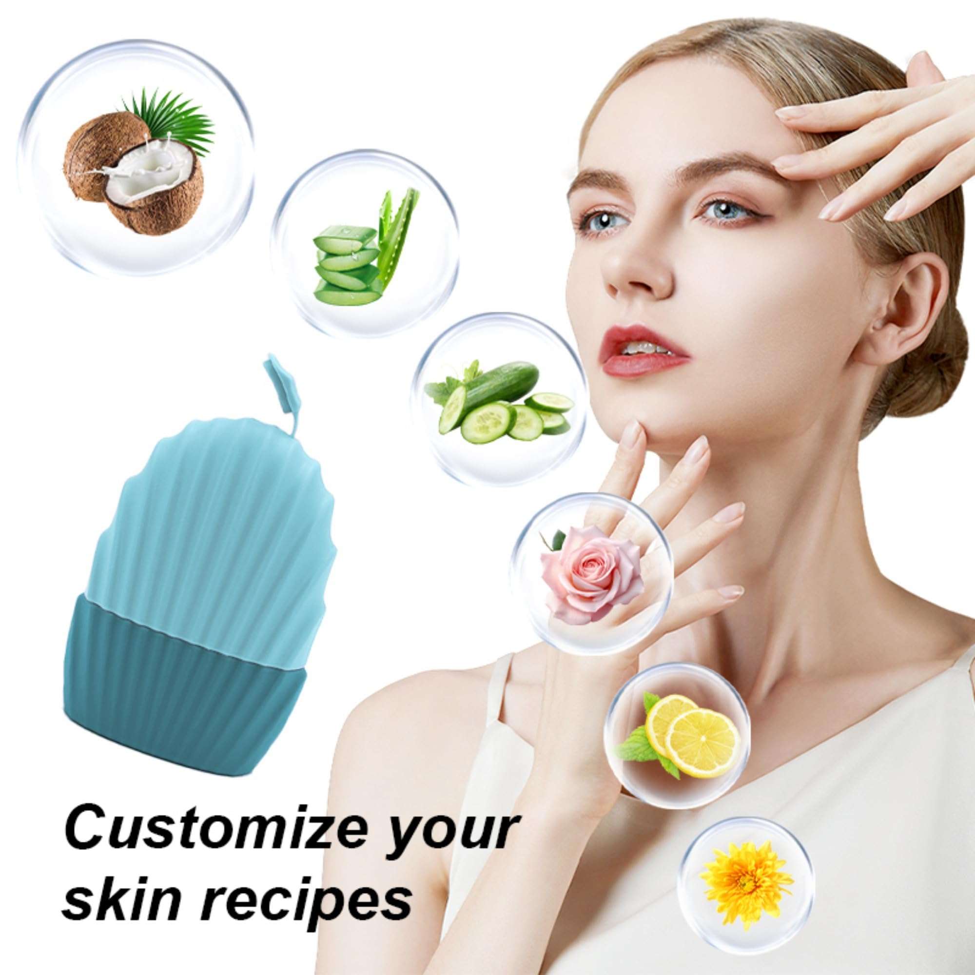 Ice Face Roller,Facial Beauty Ice Roller Skin Care Tools, Reusable Silicone Ice Roller for Face and Eye, Ice Facial Cube (1Pc Blue) 6