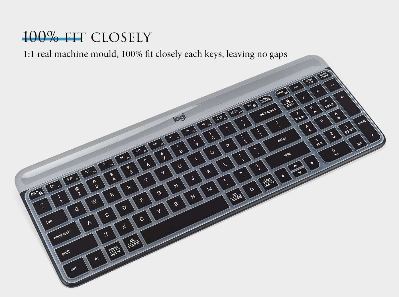 Keyboard Cover Skin for Logitech K580 Multi-Device Slim Wireless Keyboard, Logitech K580 Bluetooth Keyboard Protector - Black 2