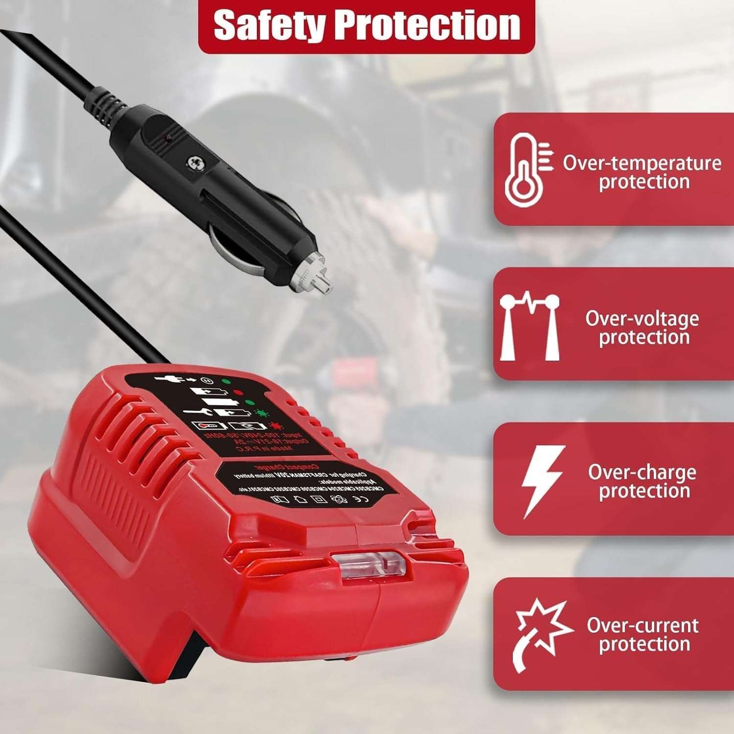 Craftsman 20V Battery Charger Replacement - Compact, Car Use (12V Input) 6