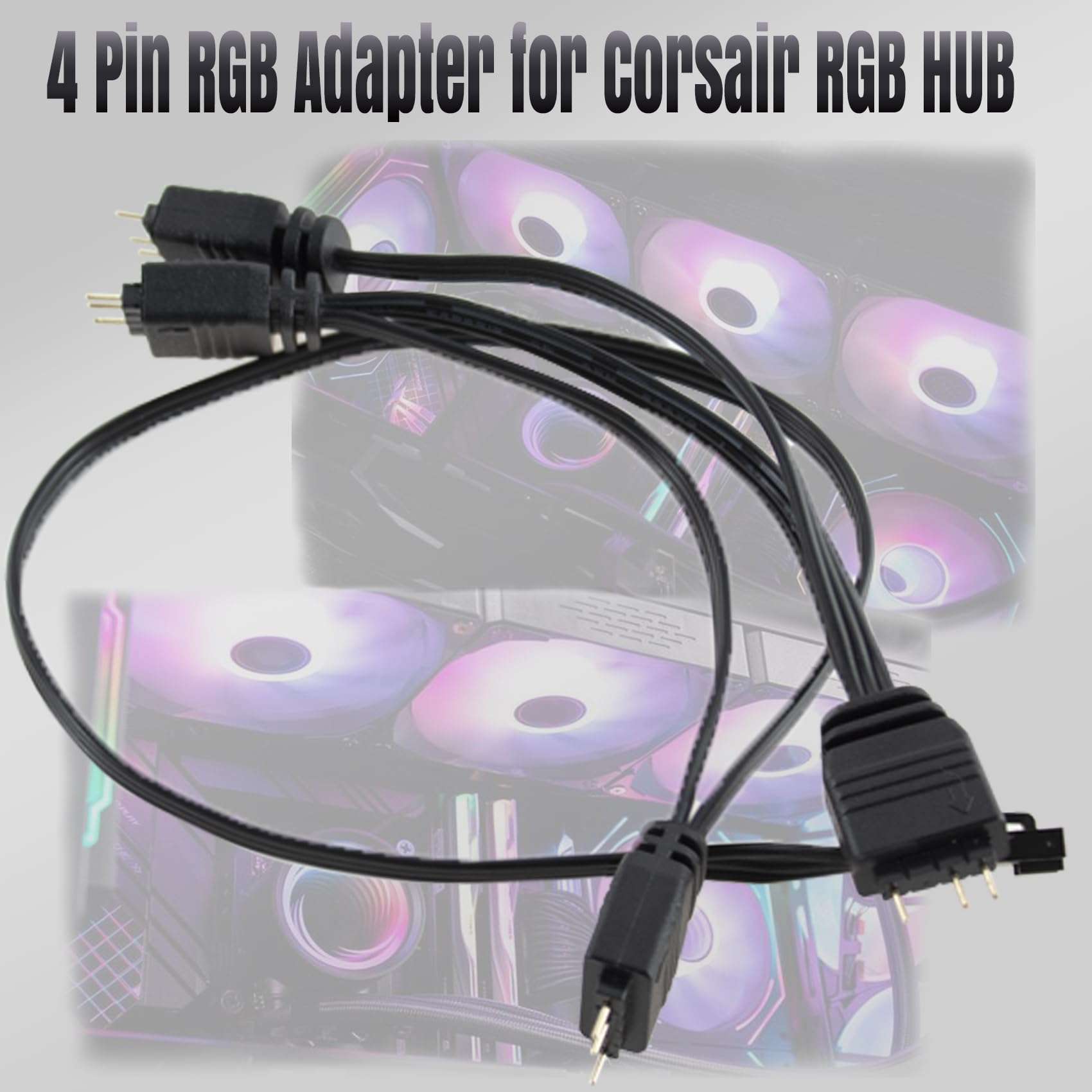 GBAuto 4 Pin RGB Adapter for Corsair RGB HUB, Lighting Node CORE, Commander CORE and iCUE Commander CORE XT, 1 to 4 ARGB Connect to Any 5V 3 Pin ARGB Devices 5