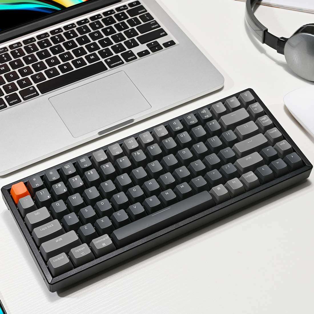 Keychron K2 Version 2 Wireless Gaming Mechanical Keyboard, Bluetooth/USB Wired Compact 84 Keys RGB LED Backlit N-Key Rollover Aluminum Frame for Mac Windows, Gateron G Pro Brown Switch 5