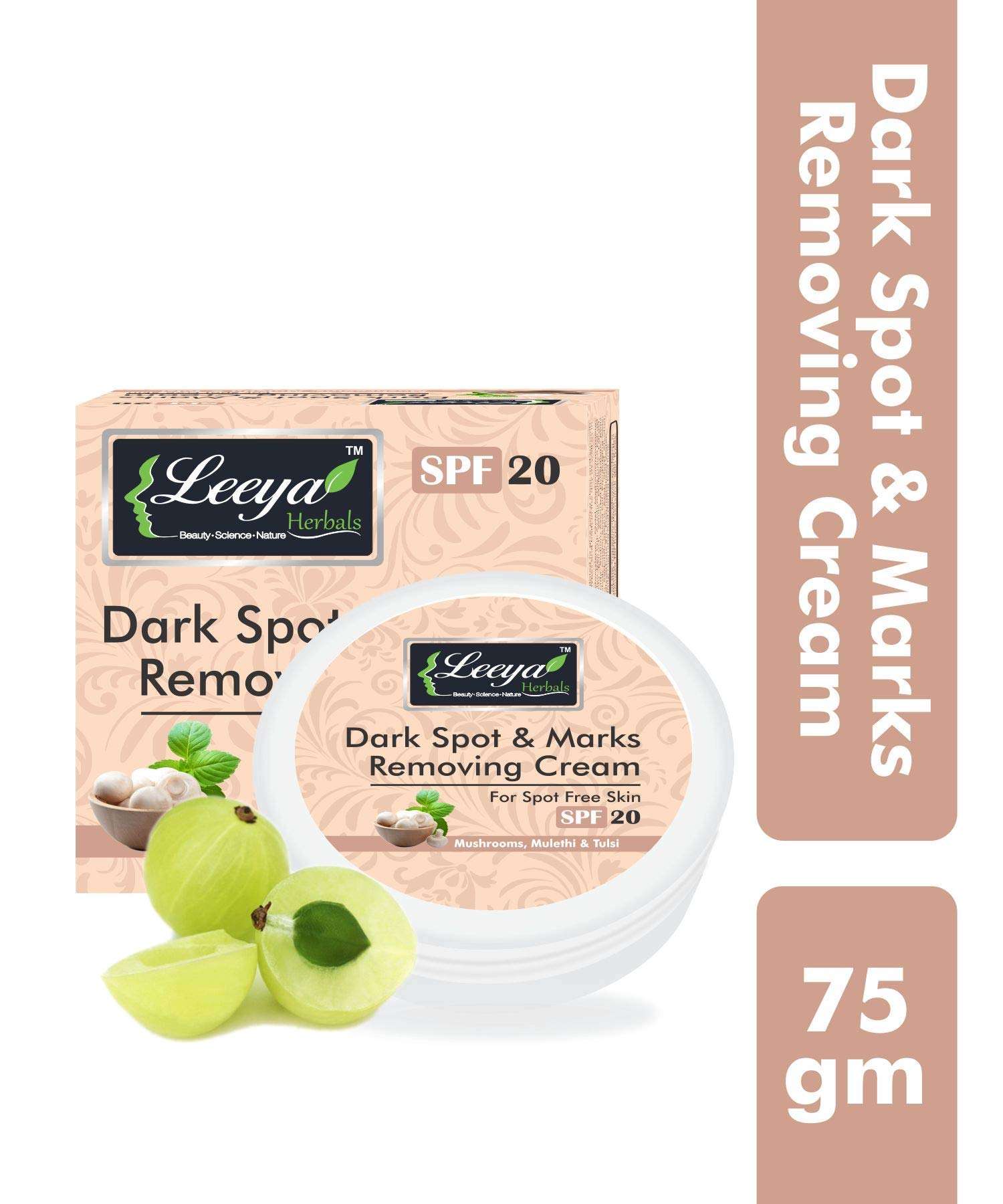 LEEYA HERBALS VITAMINC VITAMIN B3 WHITE MULBERRY LIQUORICE TEA TREE OIL NEEM HONEY APPLE CIDER VINEGAR PAPAYA RAKTA CHANDAN MANJISHTHA DARK SPOTS AND MARKS REMOVAL CREAM FOR OILY SKIN WOMEN MEN 150 GM 3