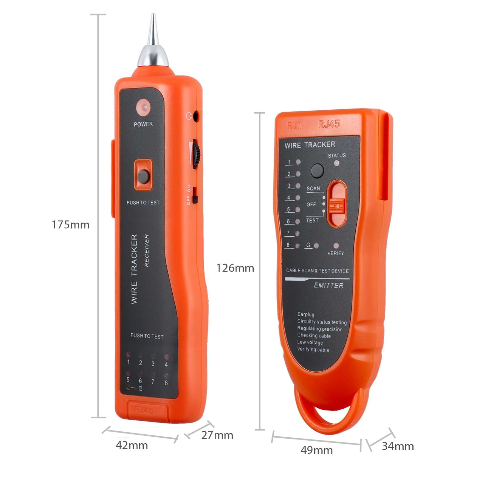 Kamtop Network Tester XQ 350 Handheld Cable Tracer with Earphone High Sensitive Telephone Cable Tester Wire Tracker for LAN Ethernet BNC RJ45 RJ11 6