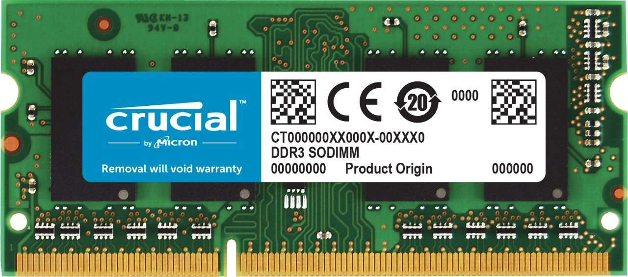 Crucial 4GB, 204-pin SODIMM, DDR3 PC3-12800, 1
