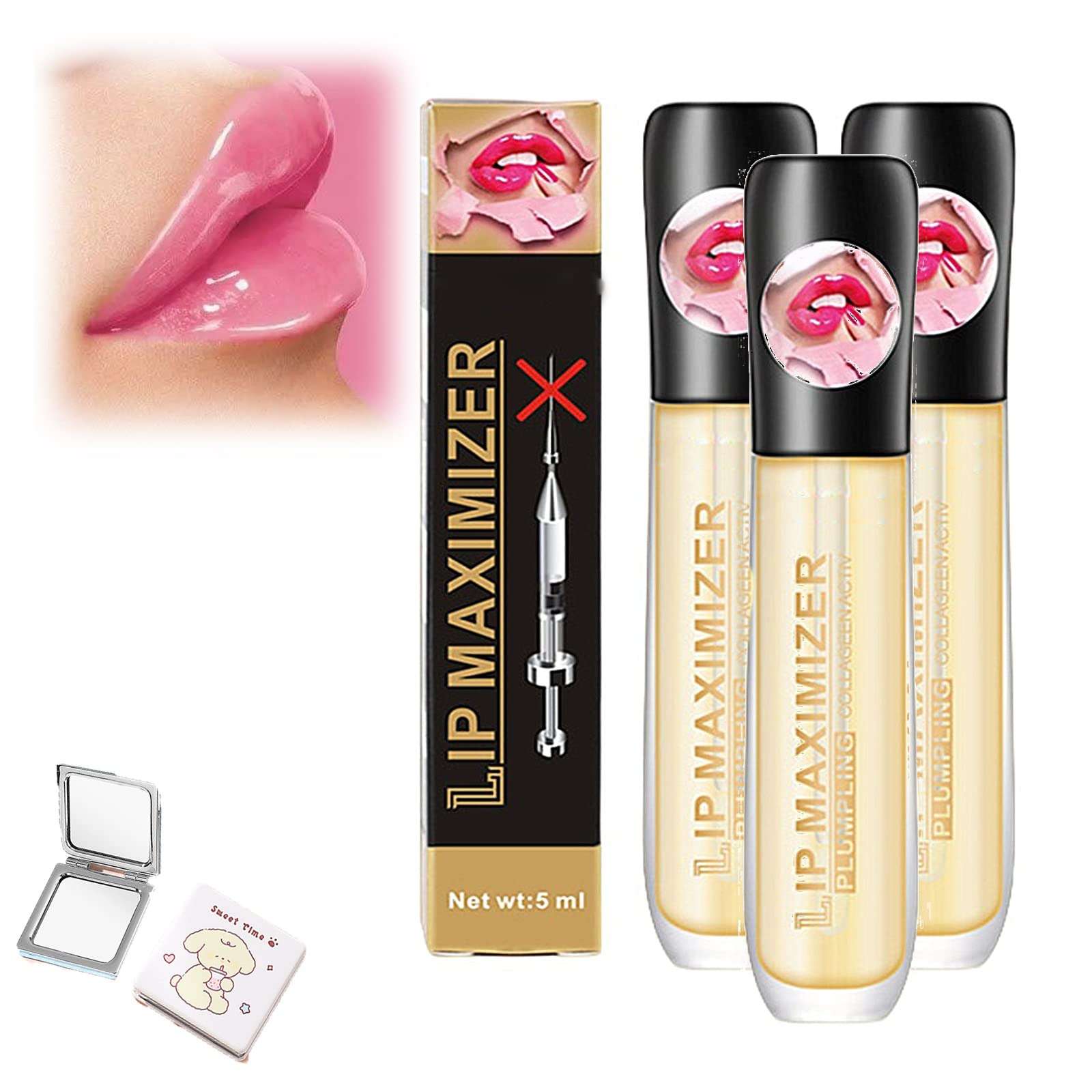 Lip Plumper Vitamin E, Lip Maximizer Hyaluronic Lip Plumper for Moisturize, Plumping Lip Oil Lip Enhancer Plumper Lip Care Serum (Color : 3pcs) 1