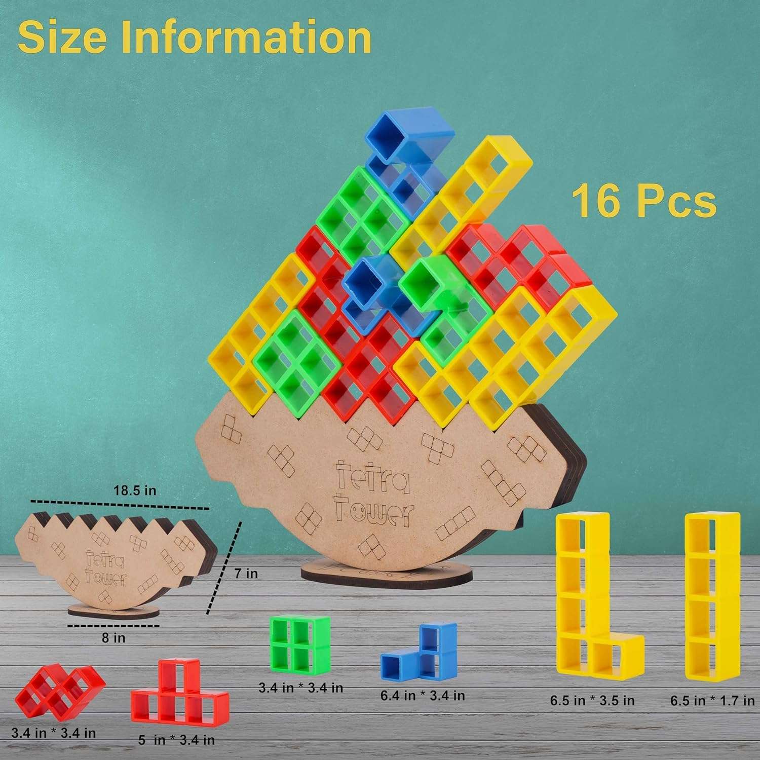 Qwick Click Creative Wooden Building Blocks Set with Stacking Cubes and Triangles, Educational Tie-Dye Toys for Kids 5