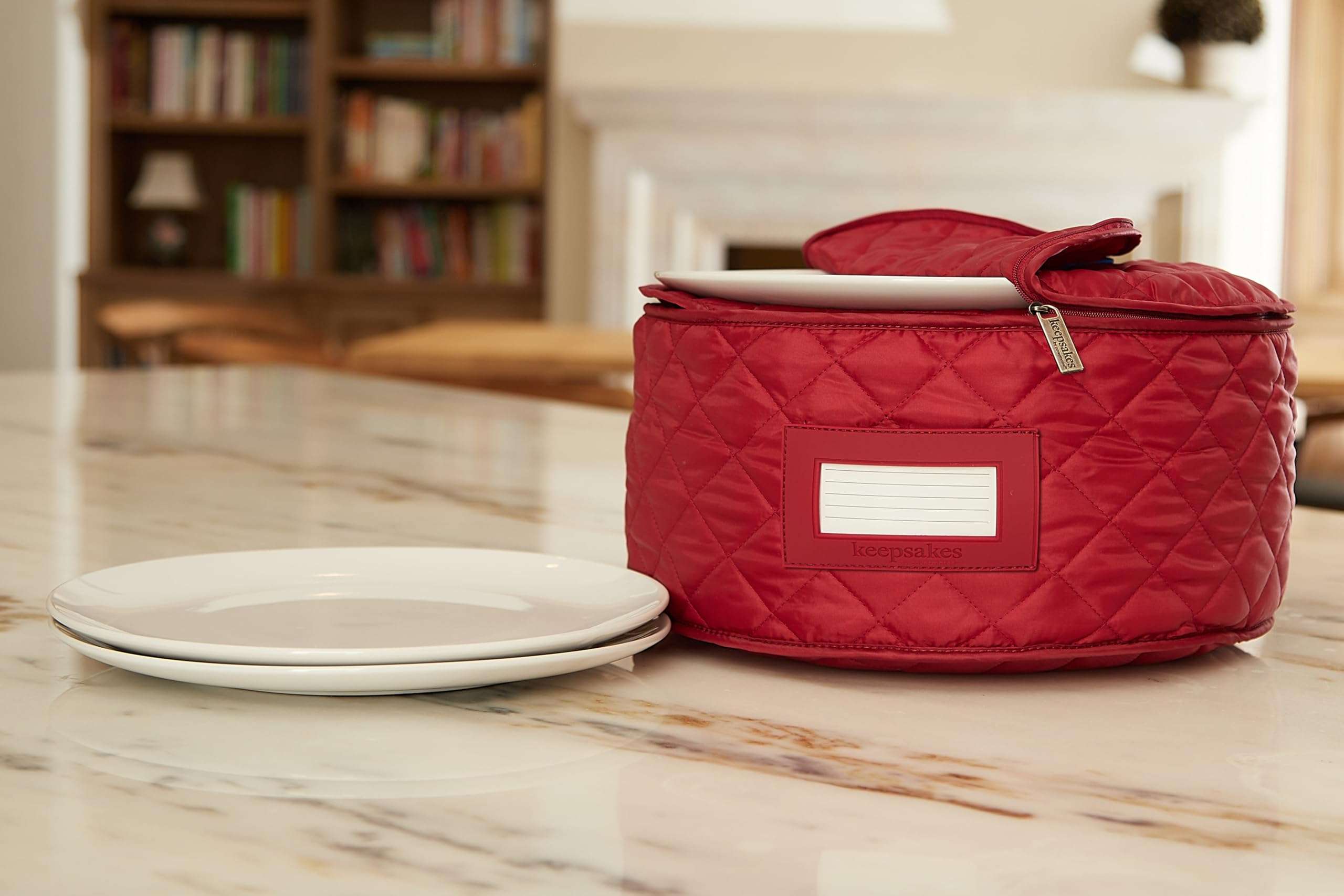 Covermates Keepsakes - Dish Storage - Padded Protection - ID Window - Stain Resistant - Machine Washable - China Storage, Red 4