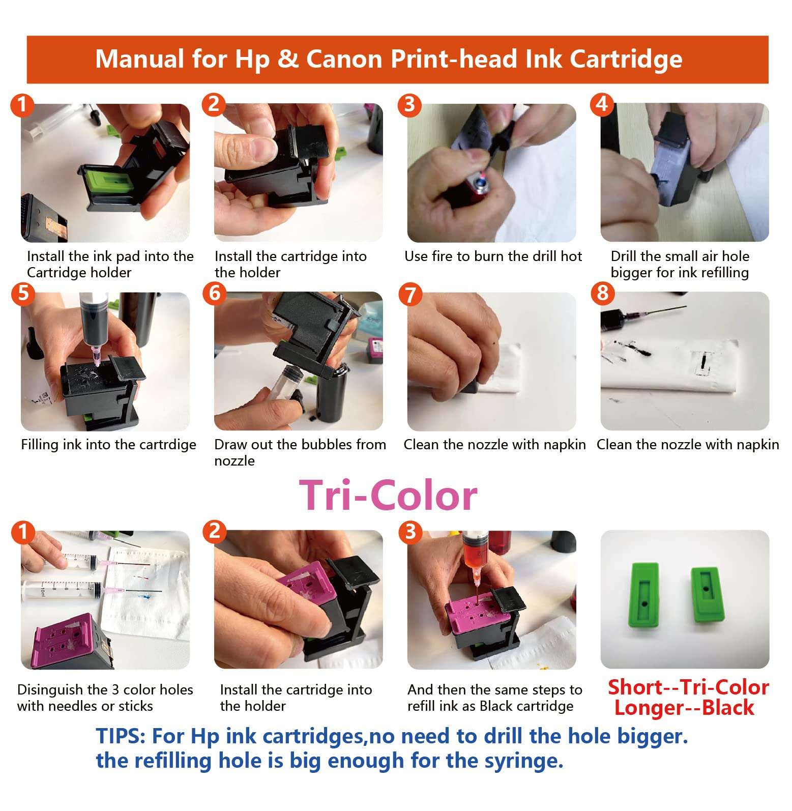 F-ink 5 Bottles Ink and Refill Kits Compatible for Canon Ink Cartridges 275 276 260 261 245 246 PG-275XL CL 276XL PG-260XL CL-261XL PG-245XL CL-246XL 2
