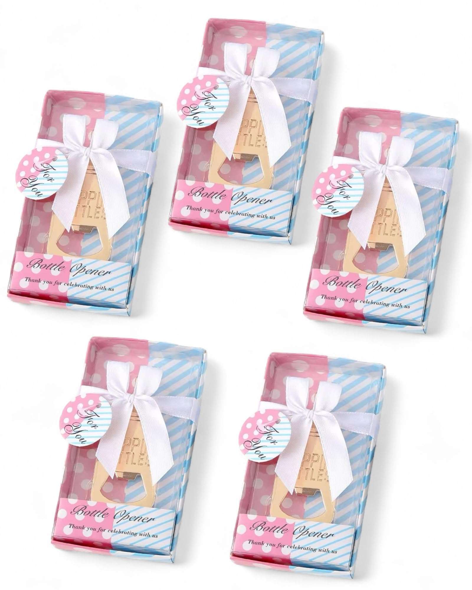 WARMINGO DE Baby Shower Return Gifts for Guests Friends & Relatives | Bottle Shaped Gold Bottle Opener Souvenirs | Party Wedding Favors | Unique Party Giveaway (5 Gift Pack) 1