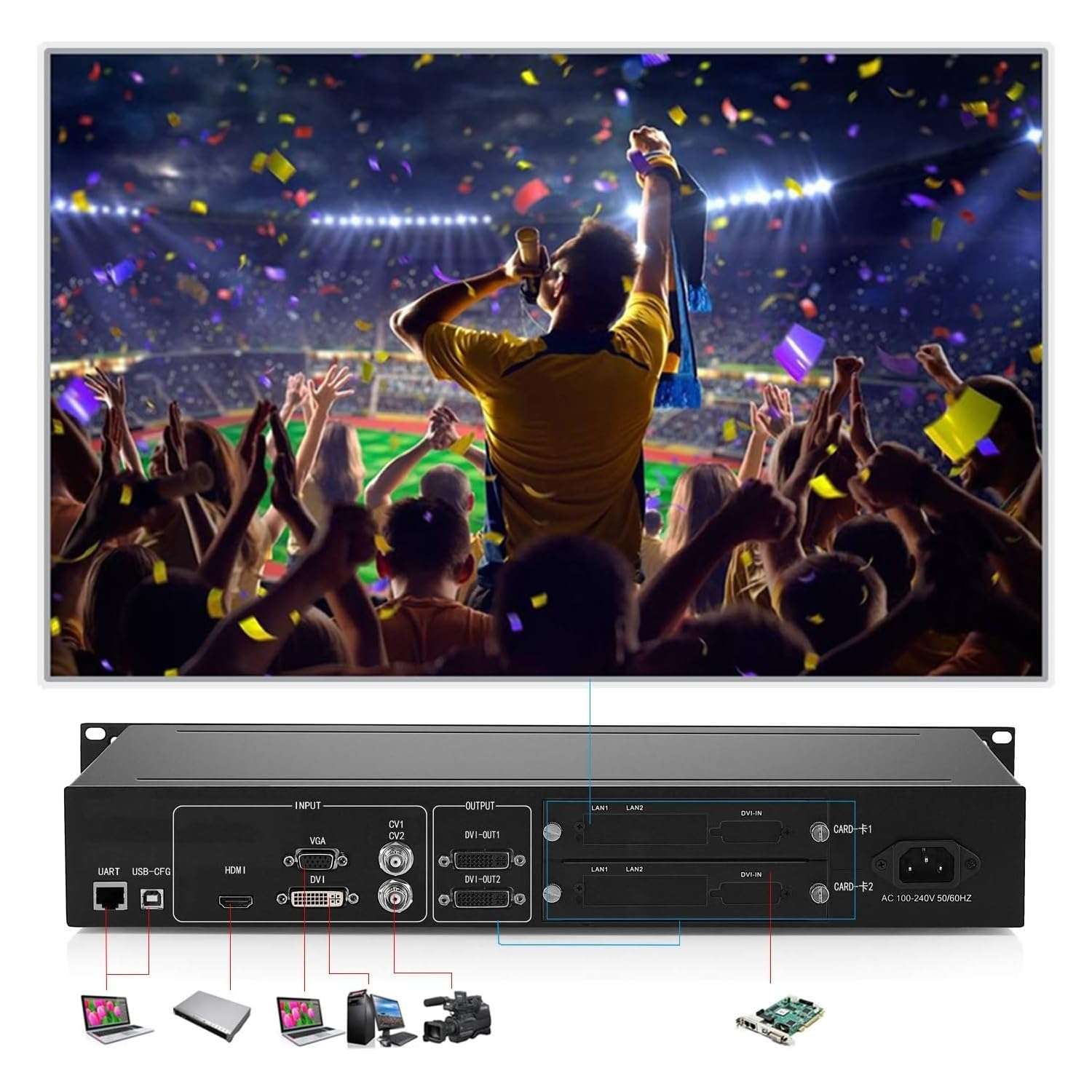 Uniharpa HDMI LED Display Video Wall Processor HD TV Max Load of 1920 × 1200 @60Hz Video Wall Controller Kystar KS600 1
