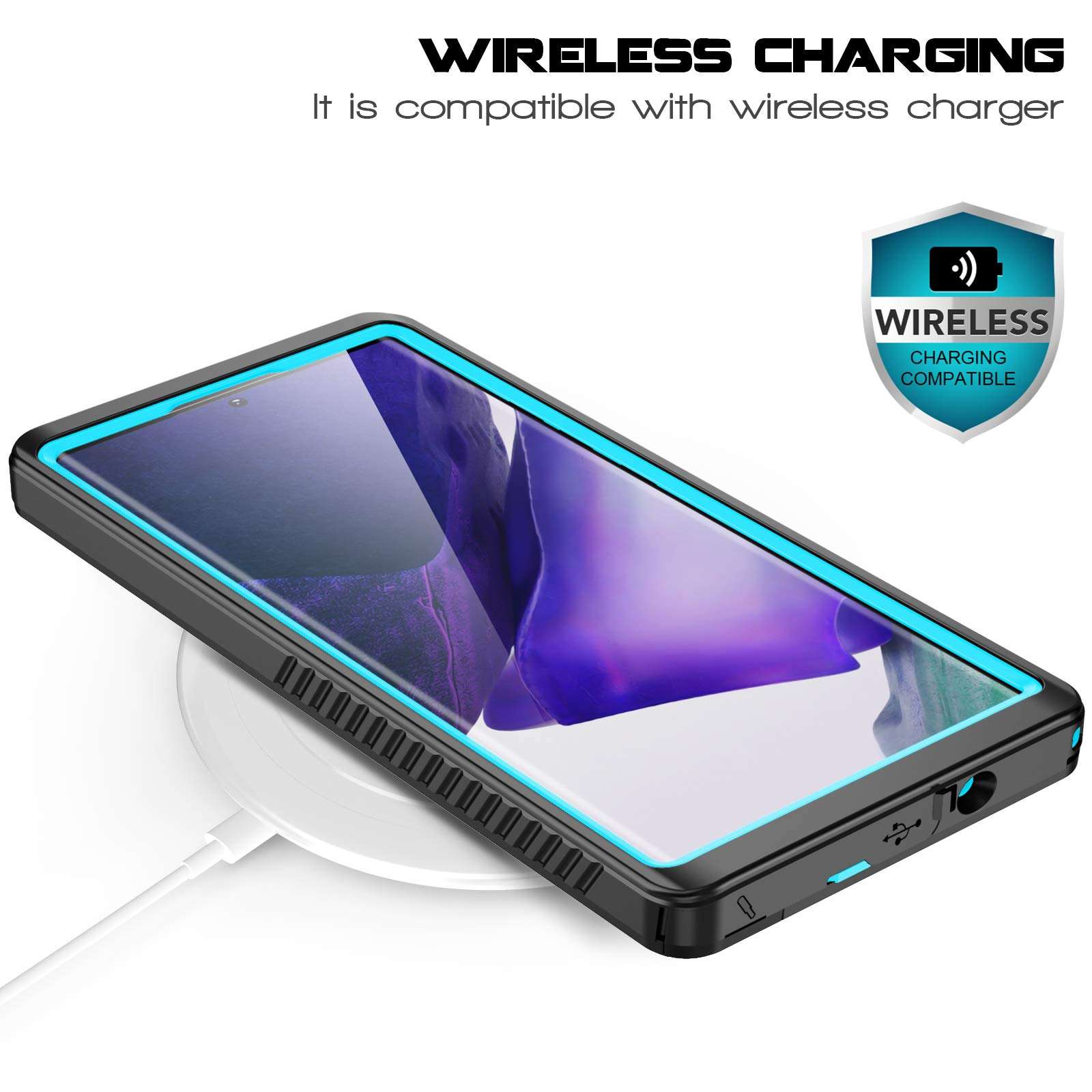 VAPESOON for Galaxy Note 20 Ultra Waterproof Case, Built-in Screen Protector Full-Body Protection Heavy Duty Shock-Proof dust-Proof Cover Case for Samsung Galaxy Note 20 Ultra 6.9 inch (Teal/Clear) 6