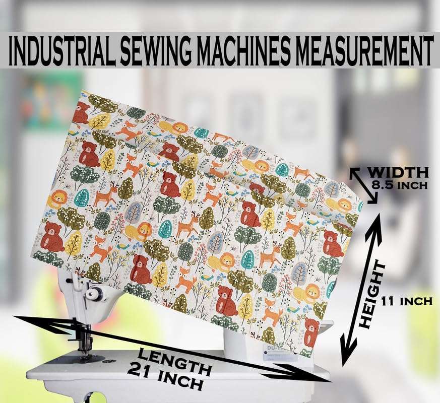 GREEN DECOR Printed Felt Fabric Sewing Machine Cover For Domestic & Industrial with 3 Storage Pockets,Tailoring Silai Machine with Most Standard Juki Jack Usha(MultiColor 21X8.5X11 Inch) Piece Of 1 3
