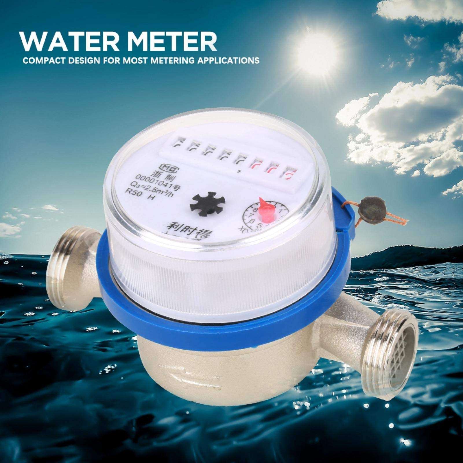 Oreilet Cold Water Meter, Dry Cold Water Meter, Water Meter, Home Garden for Measuring Water 4