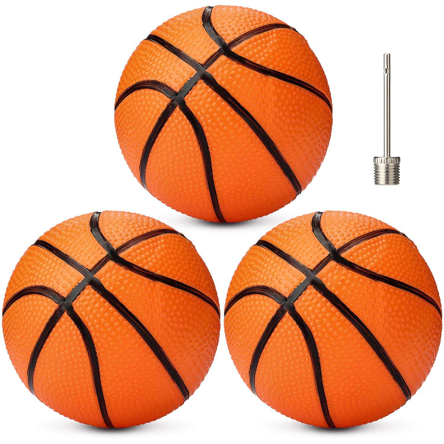 Gejoy 3 Packs 7 Inch Mini Inflatable Basketballs Plastic Replacement Basketballs Mini Toy for Teens Adults Indoor/Outdoor Sports Beach Pool Game Party Supplies