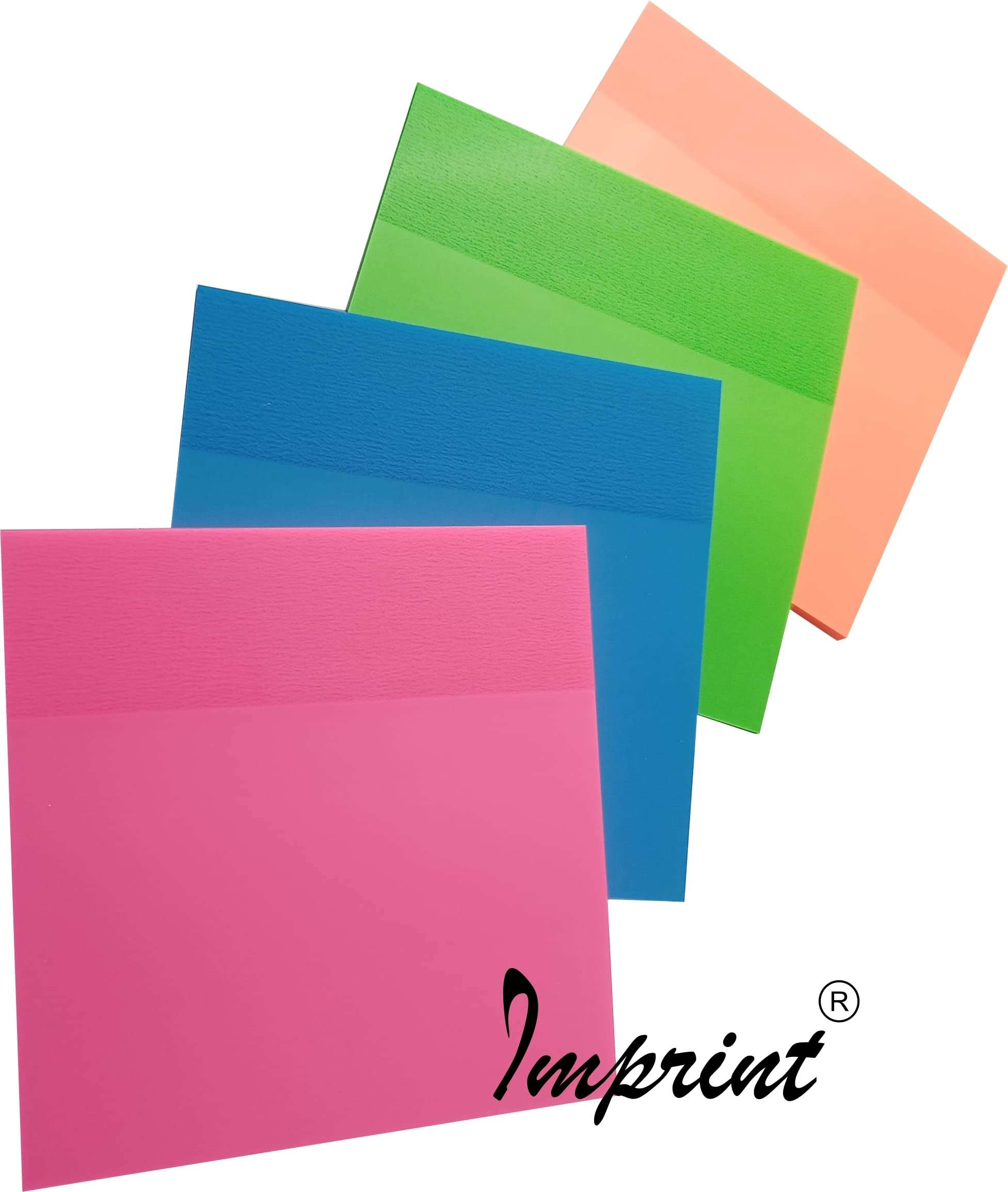 IMPRINT PVC Florescent Self Stick Notes | Size 3 x 3 Inch |Total 200 Sheets | Pack of 4 Different Colors 4