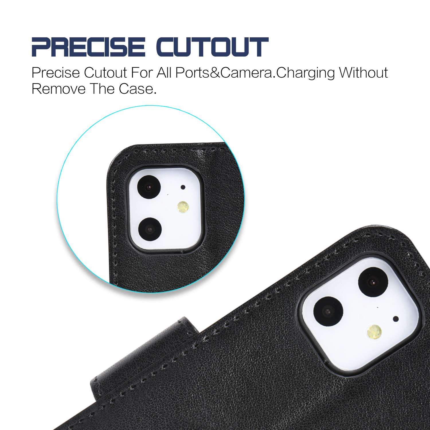 Arae for iPhone 11 Pro Max Case with Credit Card Holder and Wrist Strap - Blue 5