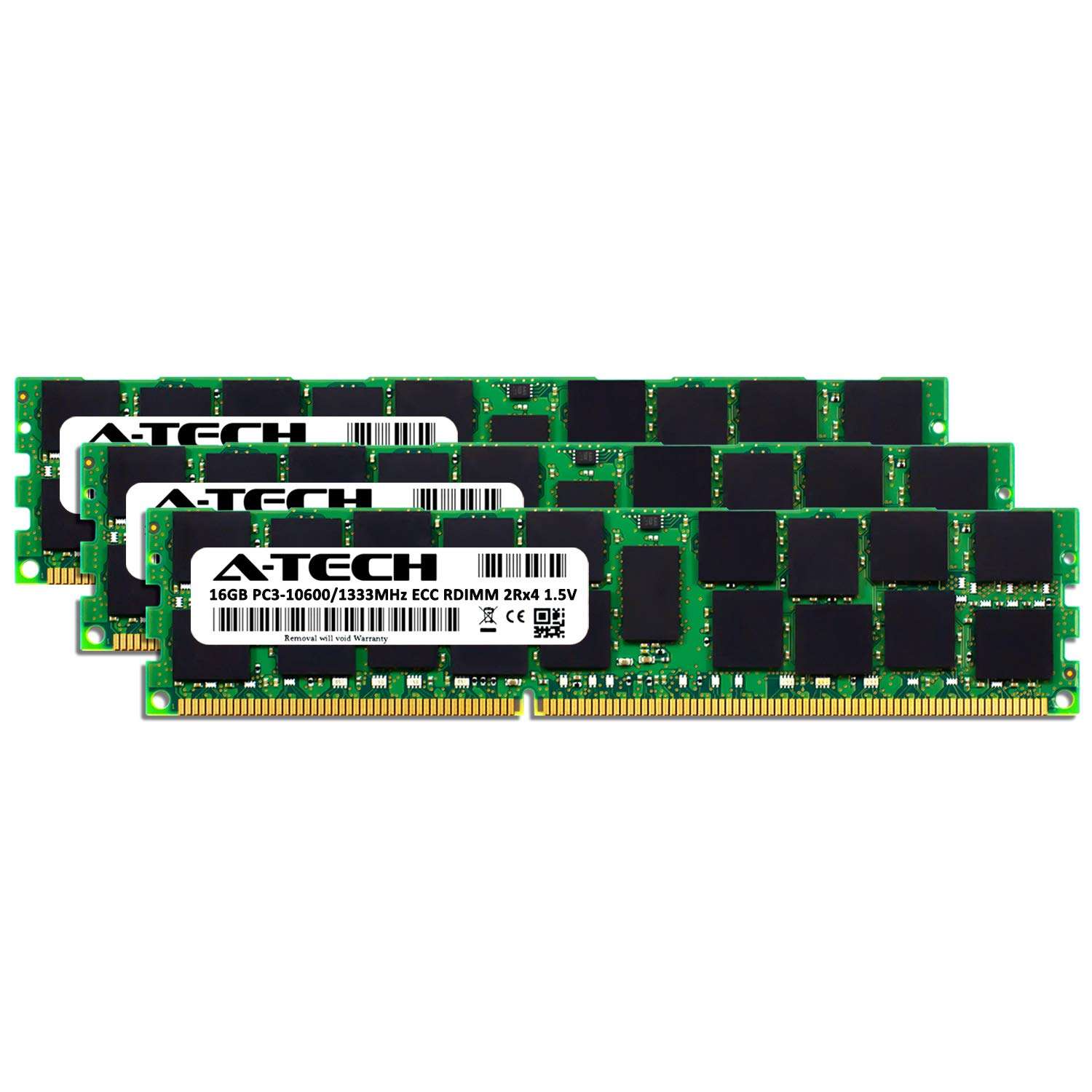 A-Tech 48GB Kit (3x16GB) ECC RDIMM Memory for Mac Pro Mid 2010 & Mid 2012 (MacPro5,1) | DDR3 1333MHz Registered DIMM PC3-10600 Dual Rank 2Rx4 1.5V 240 Pin RAM Upgrade 2
