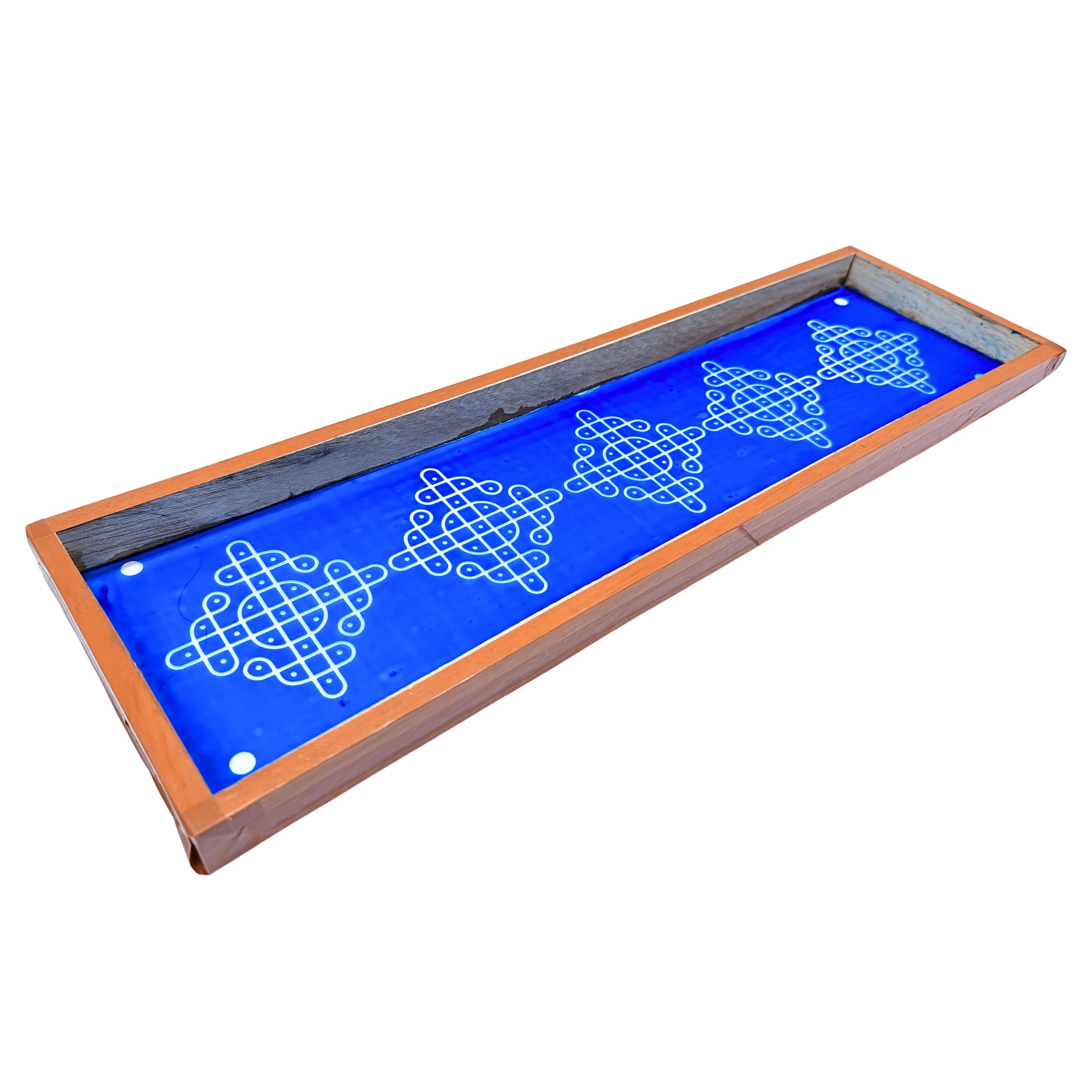 Anciently Kambi Kolam Border Rangoli Stencil Wooden(Design 4), Rangoli Sacha Wooden, 1 Piece (17x5 Inches)