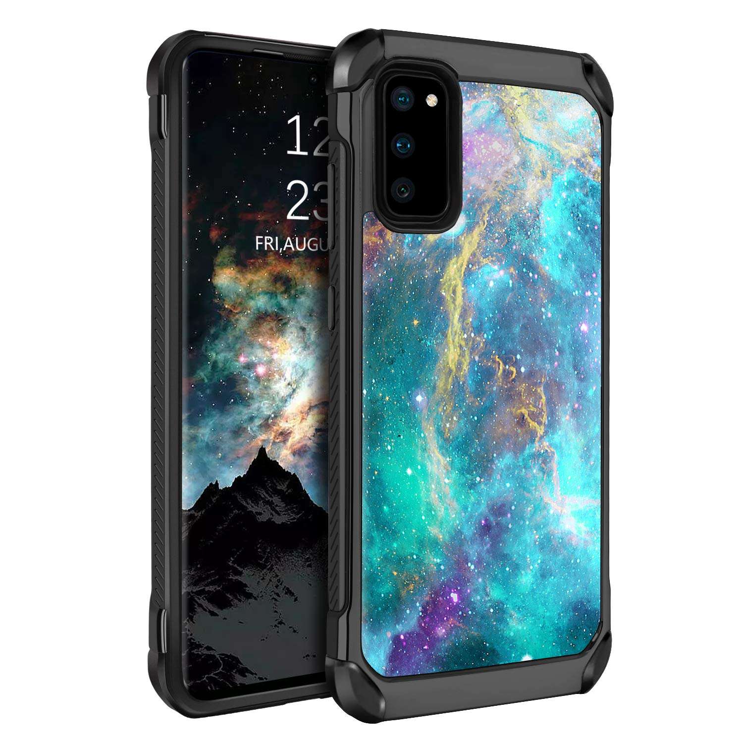 BENTOBEN Samsung Galaxy S20 Case 2020, Glow in The Dark Dual Layer Hybrid Hard PC Soft TPU Rubber Rugged Anti-Slip Shockproof Protective Phone Cases for Samsung Galaxy S20 6.2 Inch, Nebula 1