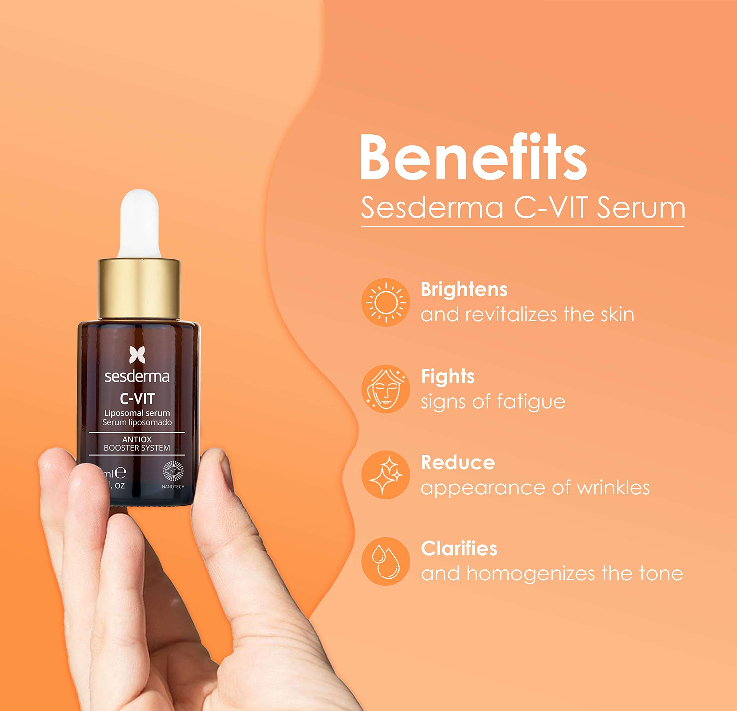 Sesderma C-VIT Radiance Serum with Vitamin C, Brightens, Hydrates & Fights Signs of Aging, Antioxidant Formula, 1.0 fl oz 3