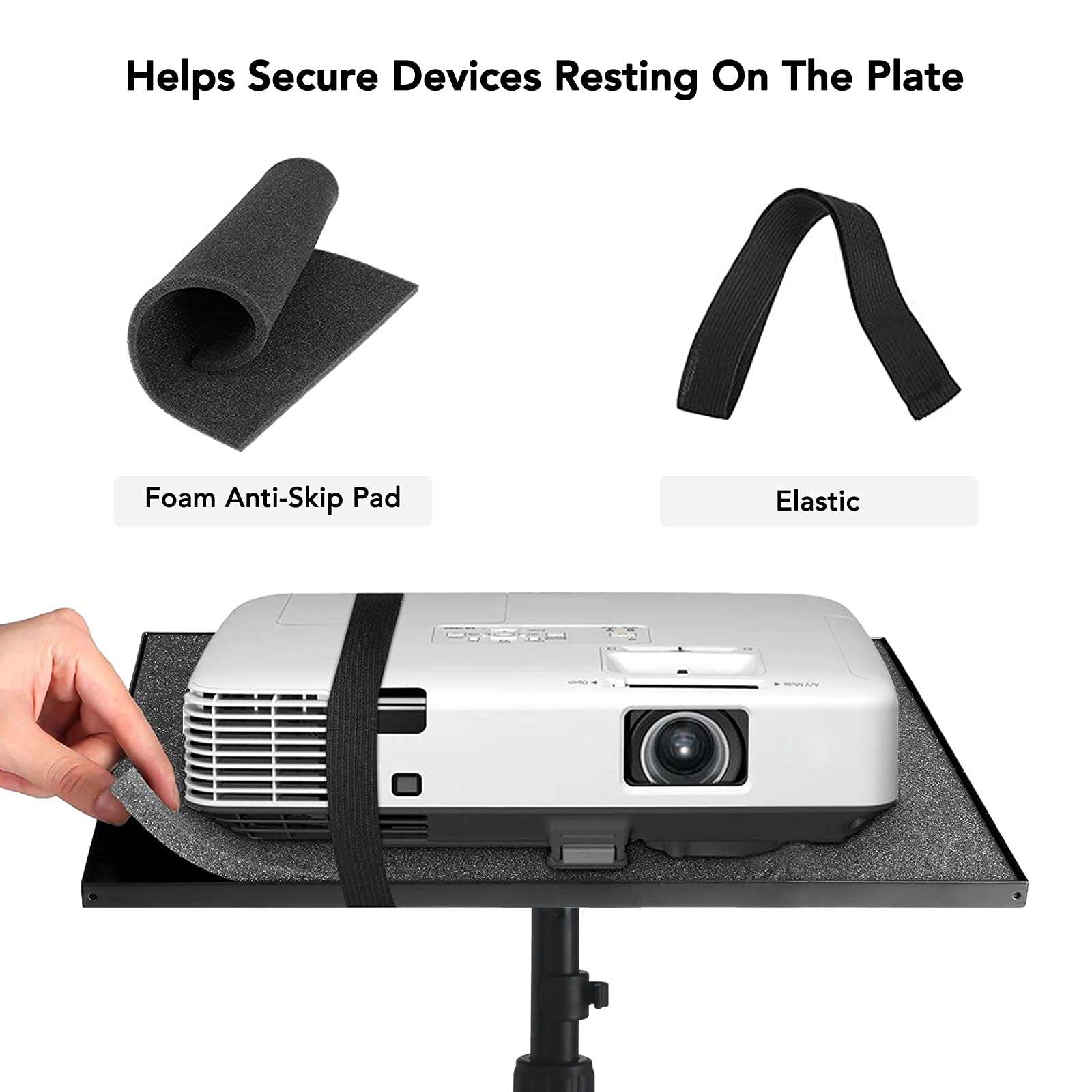 Drsn Projector Tripod Stand, Universal Laptop Tripod Floor Stand, Computer DJ Equipment Holder Mount- Adjustable Height 29.5 to 51.1 Inch, Perfect for Stage, Studio, Home & Office with Tray 3