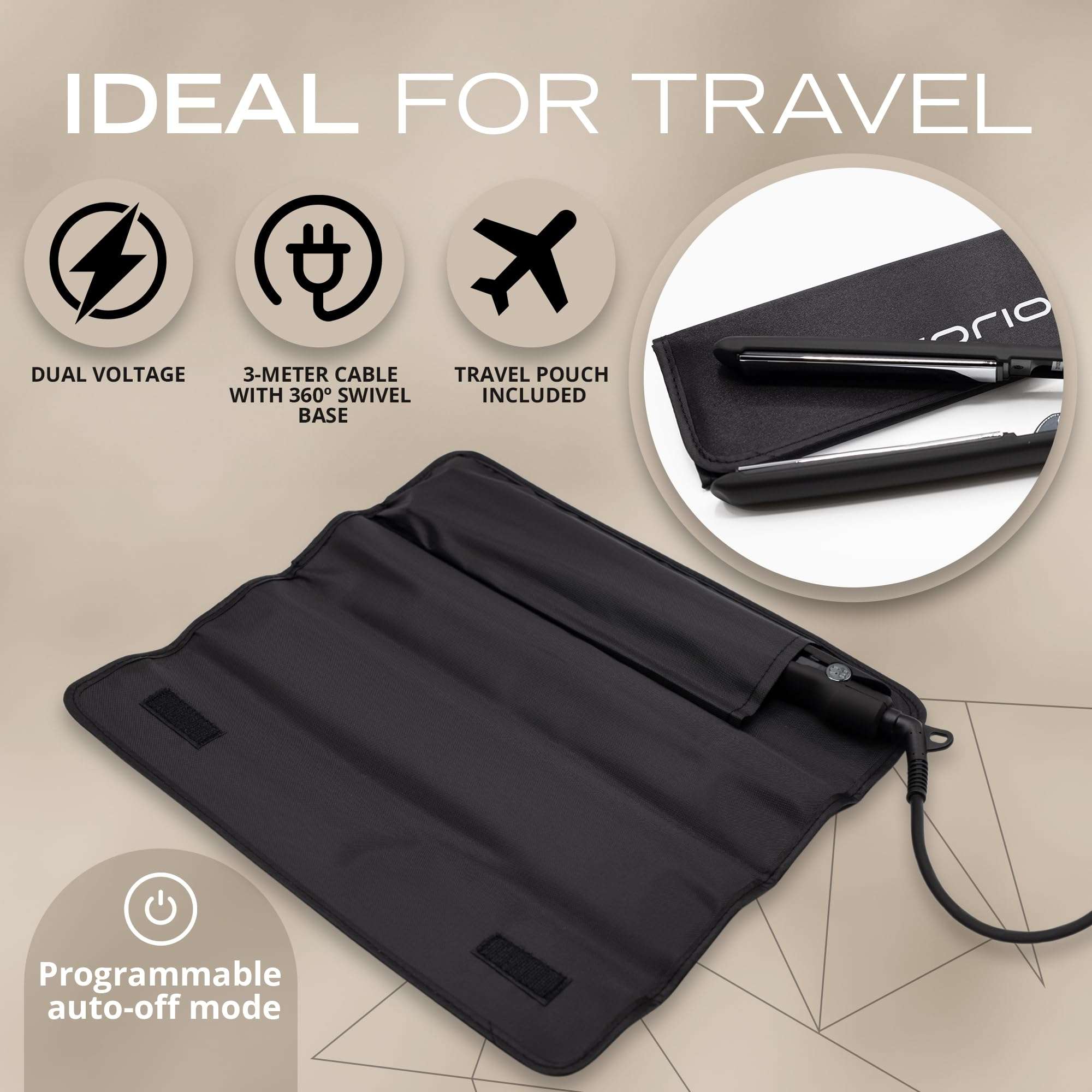 Corioliss C3 Hair Straightener Flat Iron Professional for Hair Titanium Plates Control Temperature Women (Black Chrome Soft Touch) 6