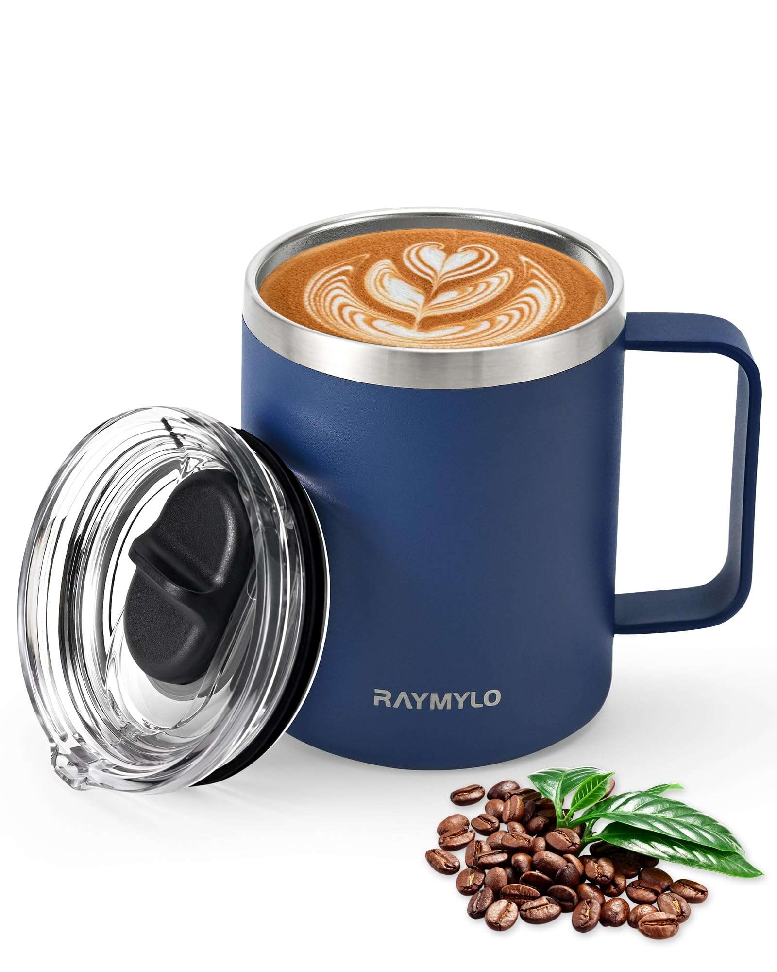 RAYMYLO Insulated Water Bottle 64oz (Navy Blue) + Insulated Coffee Mug 12oz (Navy Blue) 3
