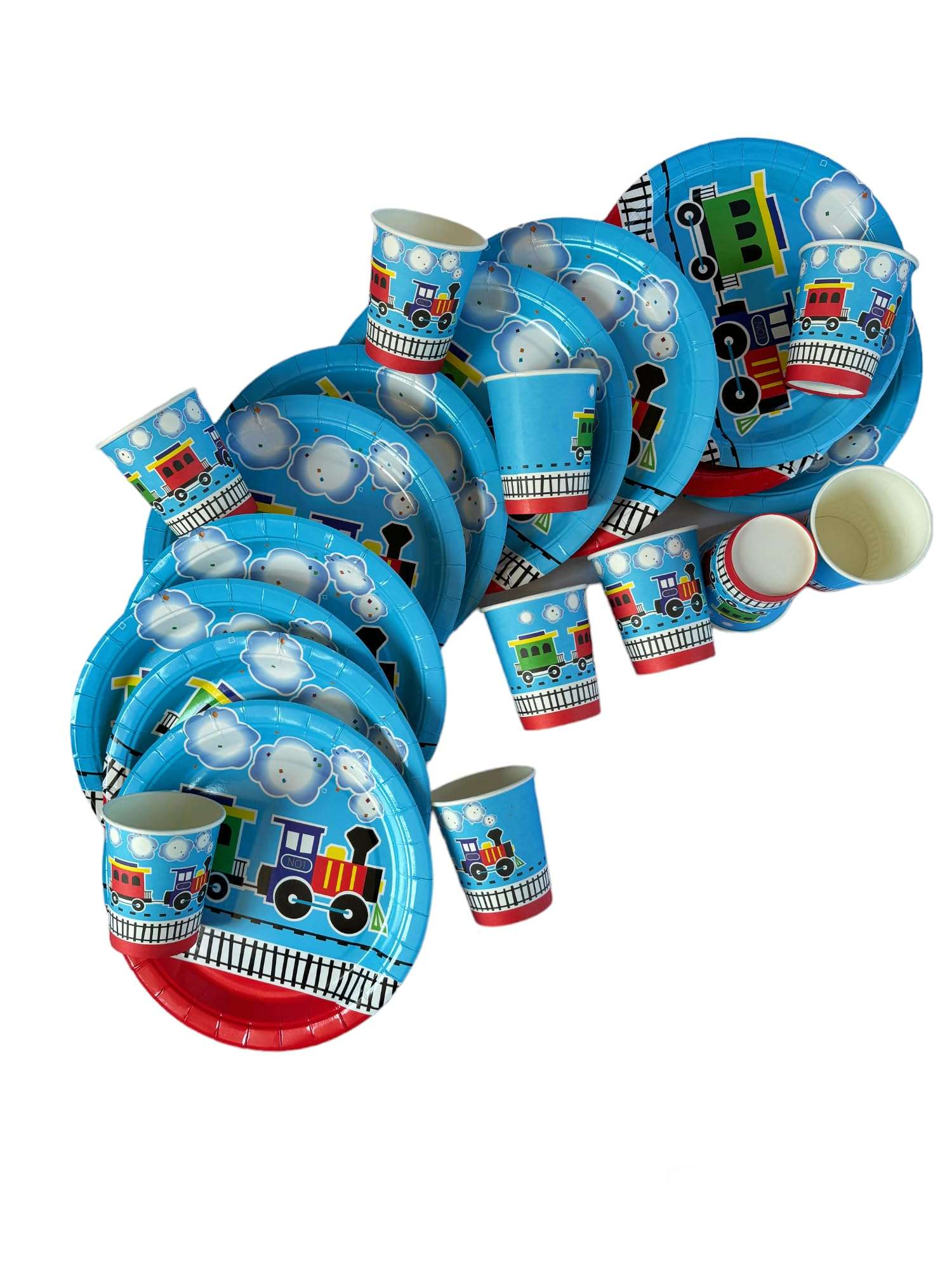 PartyMane Train Railway theme 10cups 10 Plates Paper Plates Butterfly theme Printed Fancy Cups and Plates 4