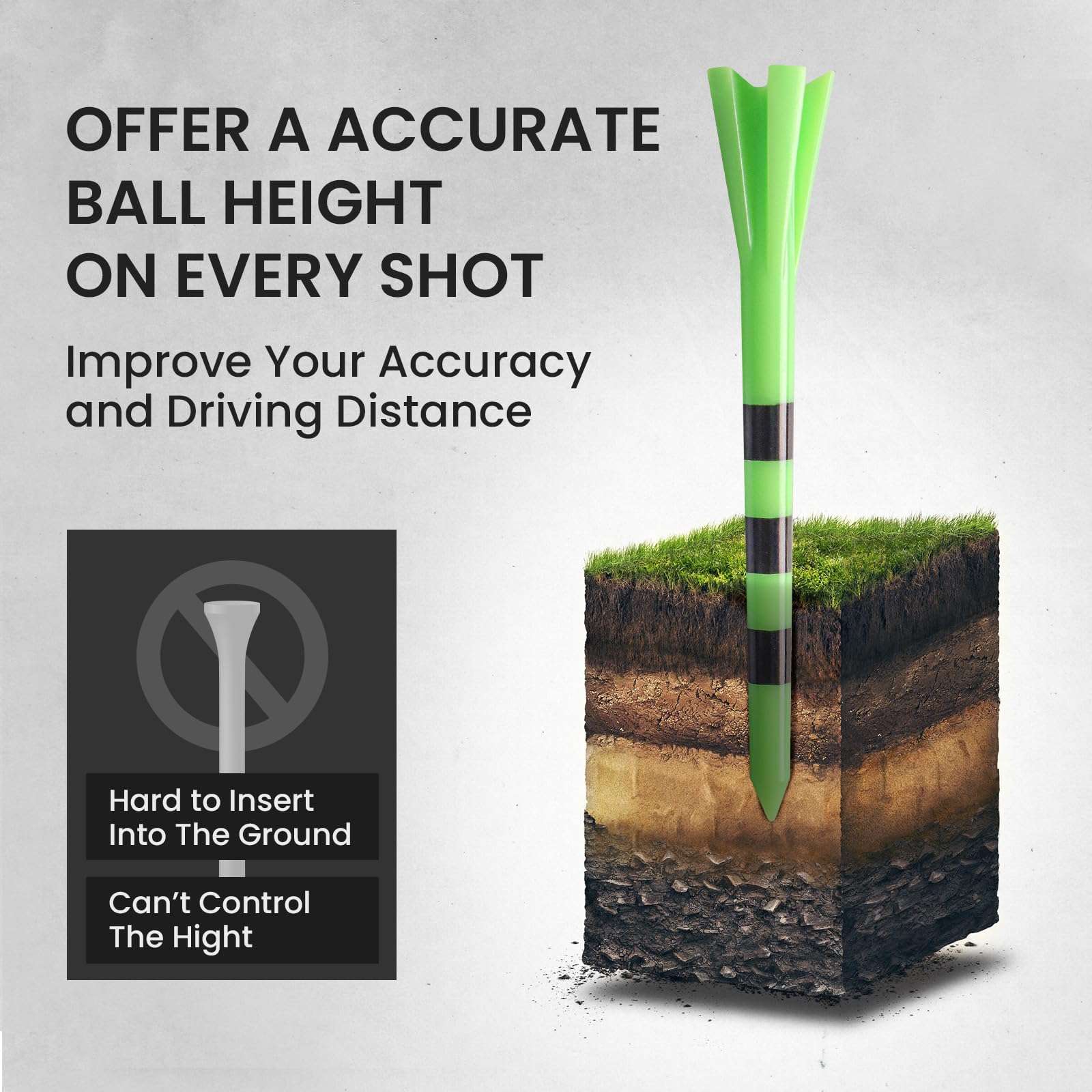 FINGER TEN Golf Tees Plastic 3 1/4 2 3/4 1 1/2 Inch Unbreakable 80 Driver Tees with 20 Iron Tees Mixed Pack, Durable Long Short Golf Tee for Iron Shots Reduce Friction (3 1/4 and 1 1/2 Green) 5