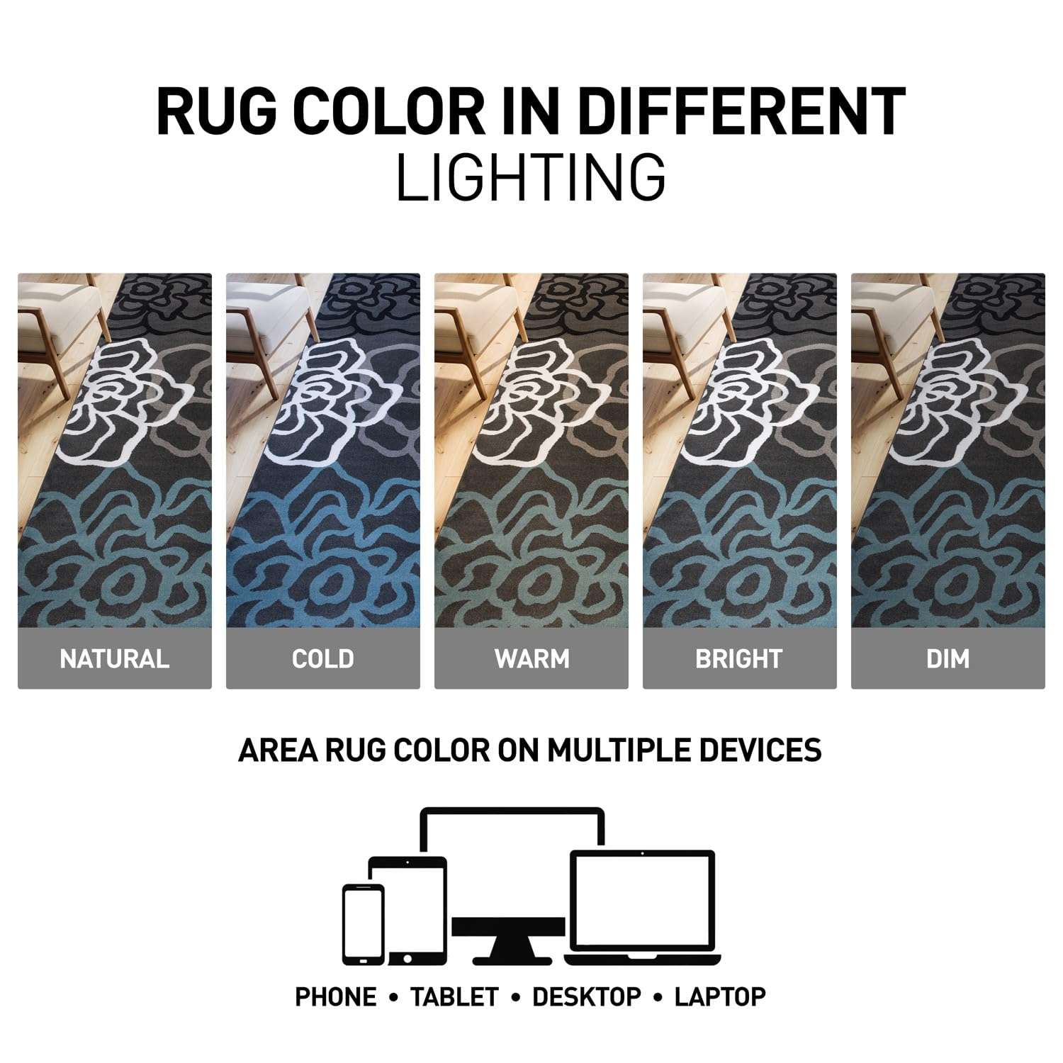 Rugshop Contemporary Modern Floral Abstract Flowers Easy Maintenance for Home Office, Living Room, Bedroom, Kitchen Soft Area Rug 3'3" x 5' Gray 5