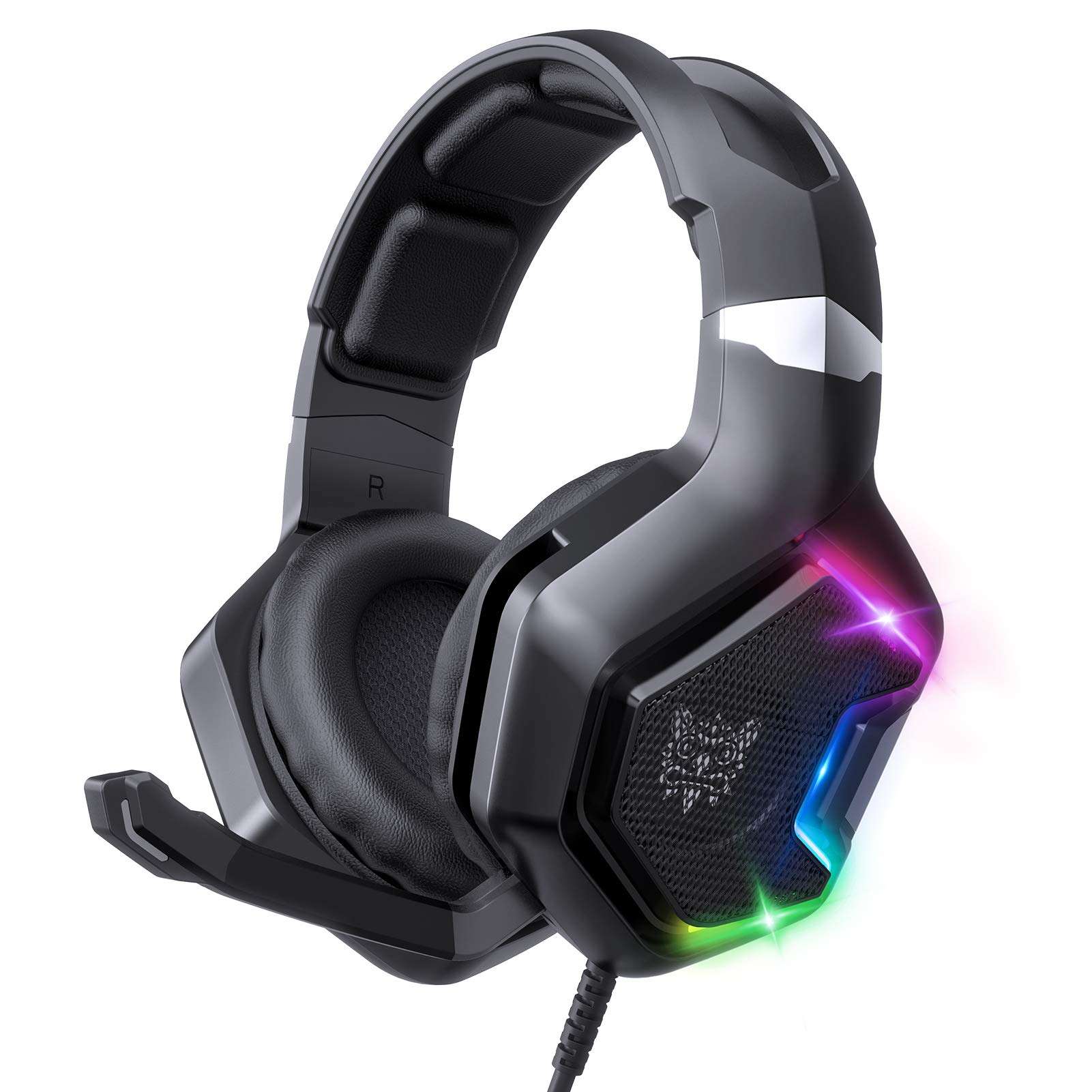 ONIKUMA K10 PRO Wired Gaming Headset with Noise Cancellation, RGB LED Light and 3.5mm Audio Plug, 50MM Driver, Compatible for Mobiles, PC, Laptop, Tablets, PS4, PS5 Xbox Consoles (Black) 1