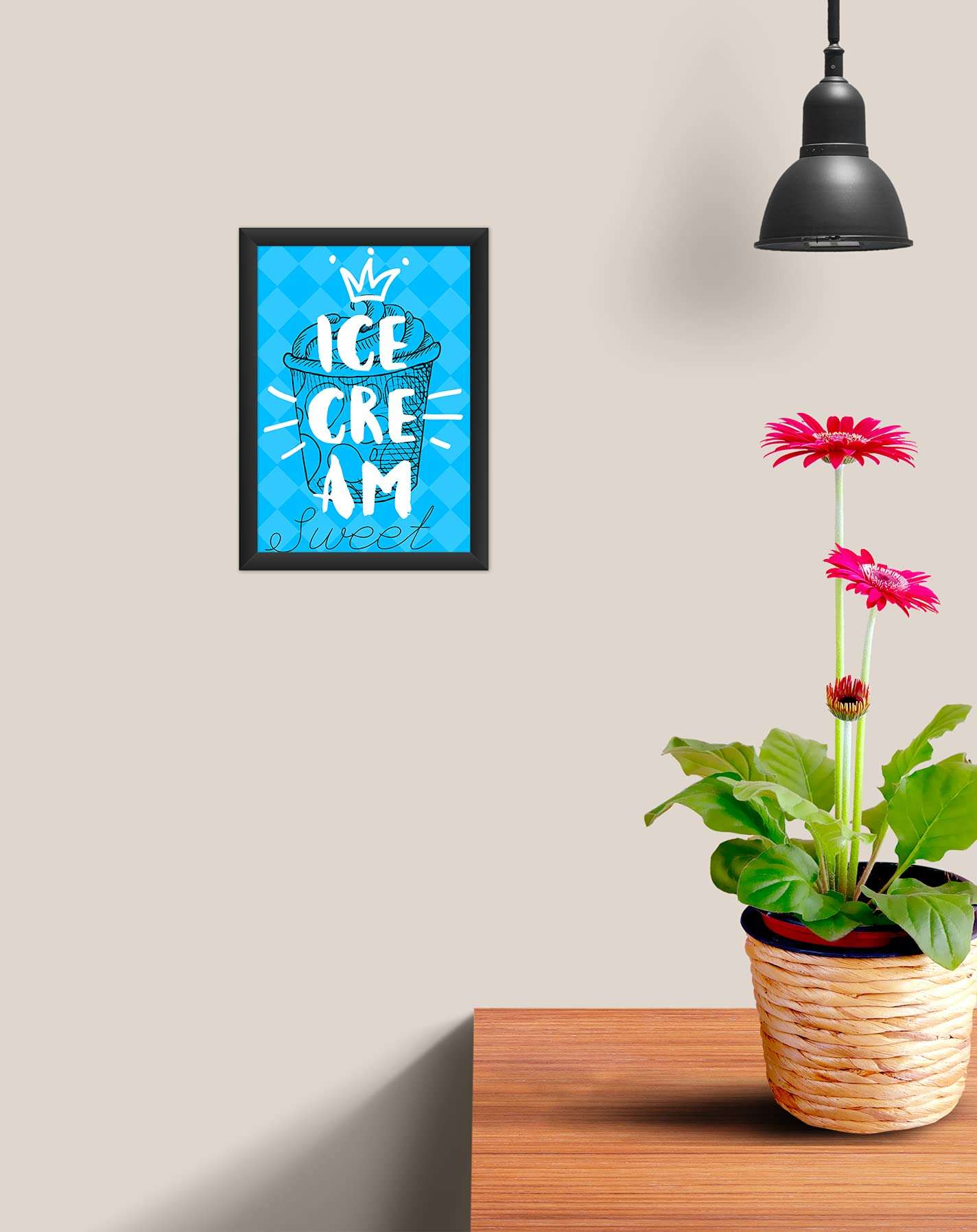 dhcrafts Photo Frames Black Color Synthetic Wood and Acrylic Glass Ice-Cream Design A4 Size (12X8) Inch Pack of 1 3