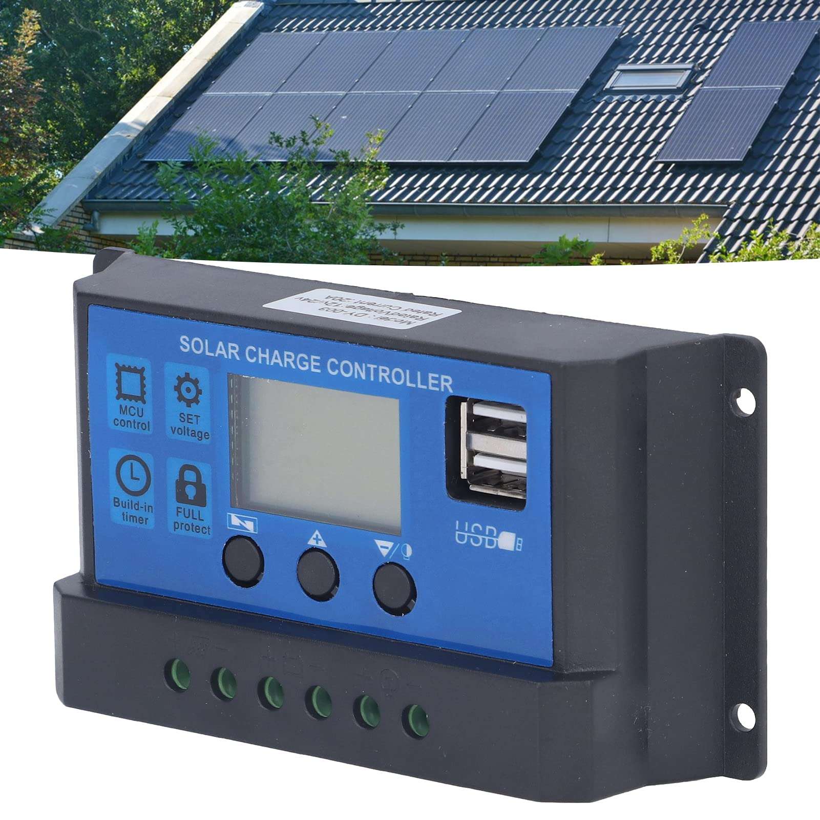 Solar Charge Controller 12V 24V, Solar Panel Battery Intelligent Regulator, Solar Charge Controller LCD Automatic Identification, Energy Controllers 6