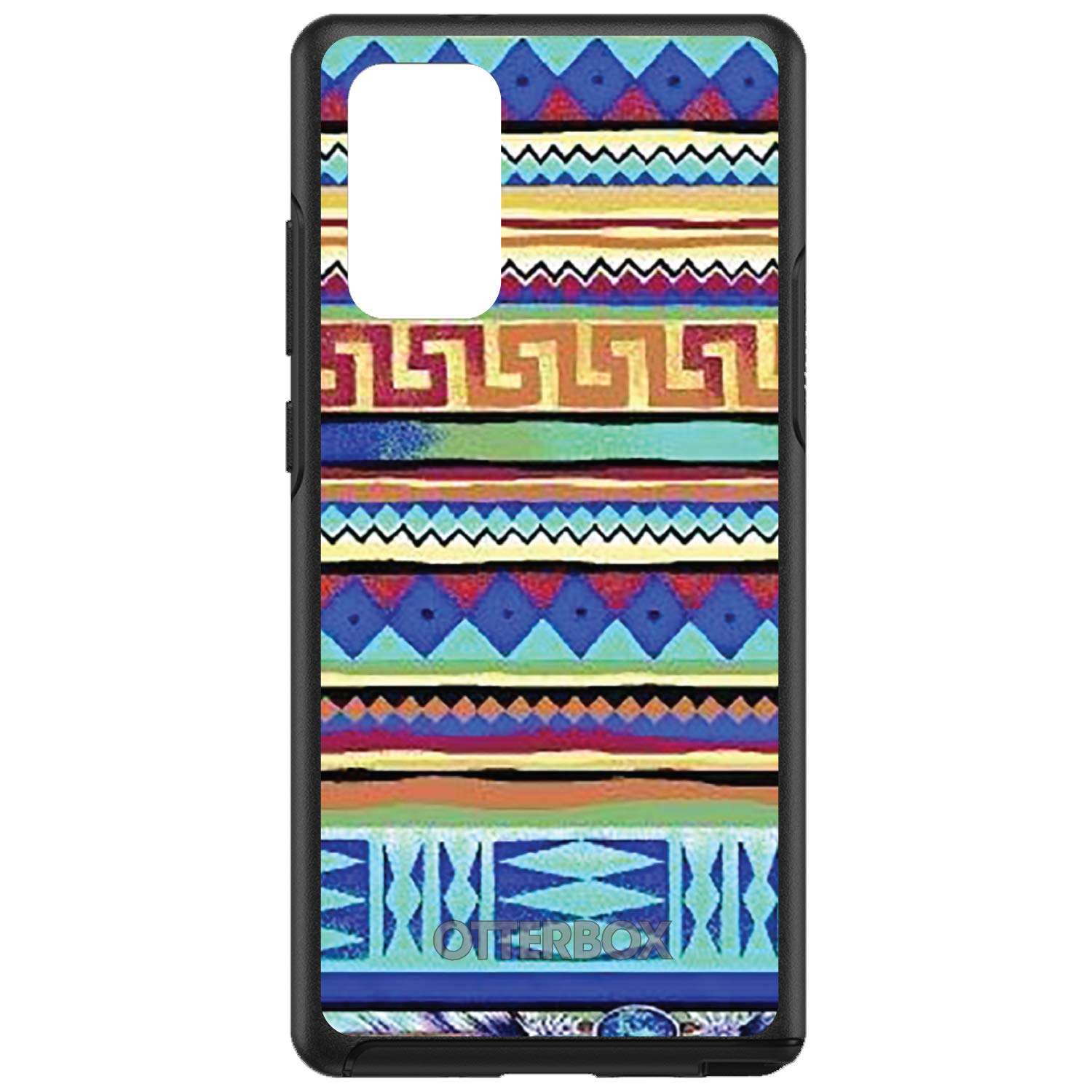 DistinctInk Case for Samsung Galaxy Note 20 Ultra (6.9" Screen) - Replacement for OtterBox Symmetry Custom Black Case - Blue Red Yellow Tribal Print 1