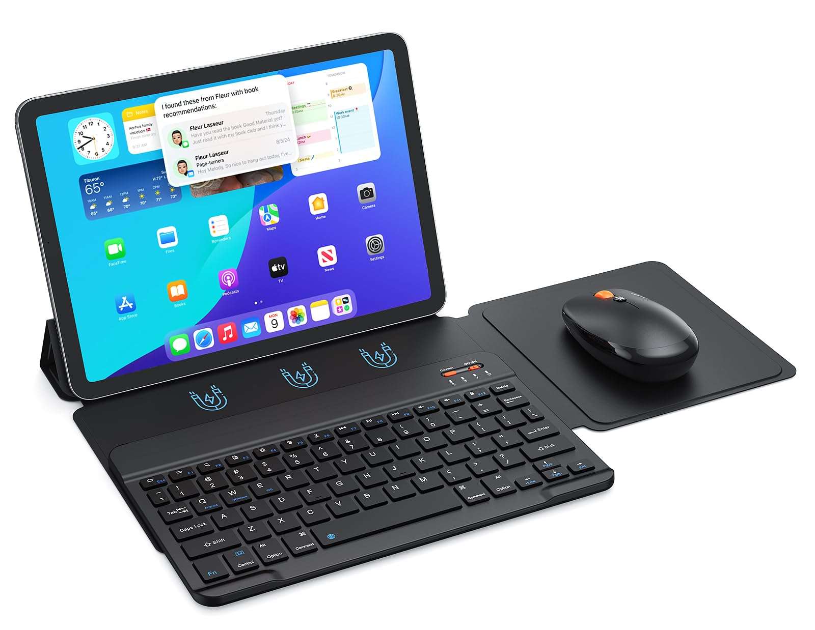 Bluetooth Keyboard and Mouse for iPad, Wireless Portable Keyboard and Mouse Rechargeable, for iPad 10th Gen/A16 11th/Mini/Pro/Air 11inches,iPhone(Not Included Case) (Black) 1
