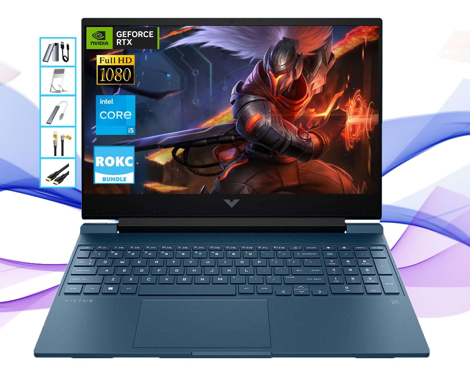 HP Gaming Laptop Computer, 15.6" 144 Hz FHD Victus Gaming Laptops, RTX 3050, Intel Core i5-12450H, 64GB RAM|2TB SSD+128GB Portable External SSD, Windows 11, Backlit KB, Wi-Fi 6, Webcam, RK Bundle